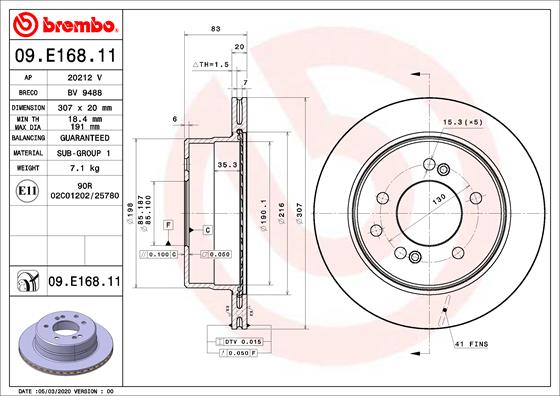 Remschijven Brembo 09.E168.11