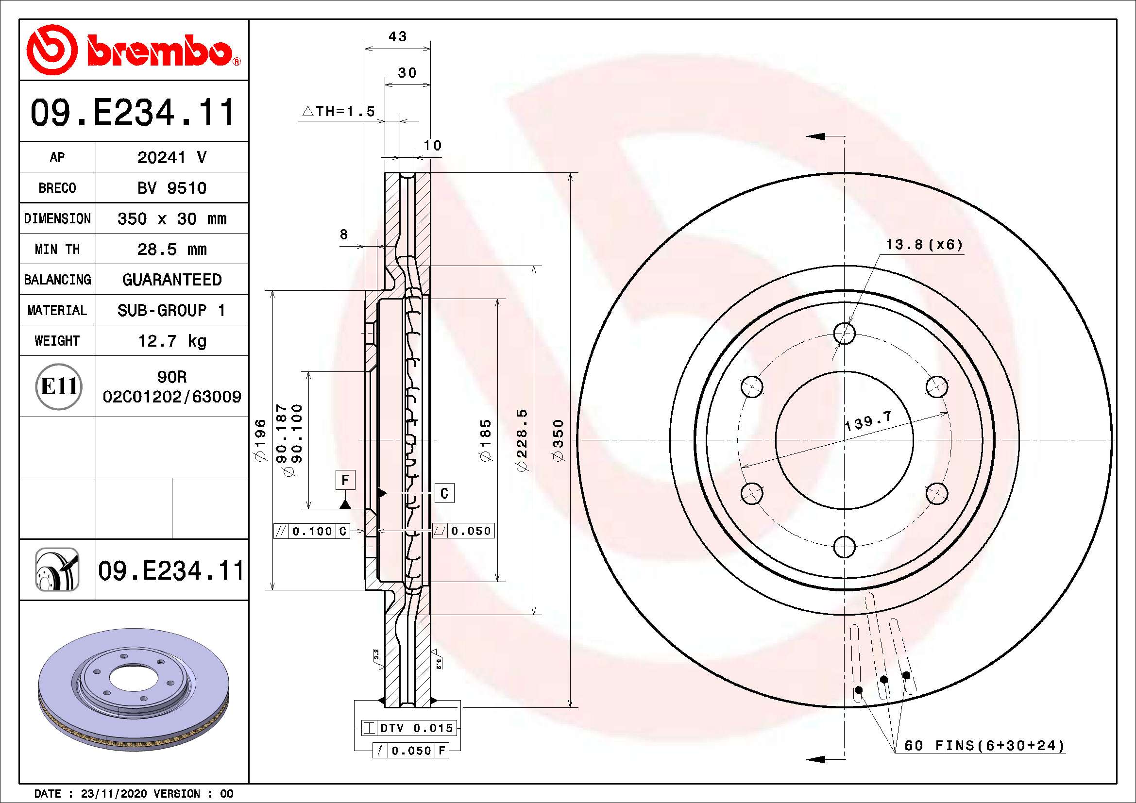 Remschijven Brembo 09.E234.11