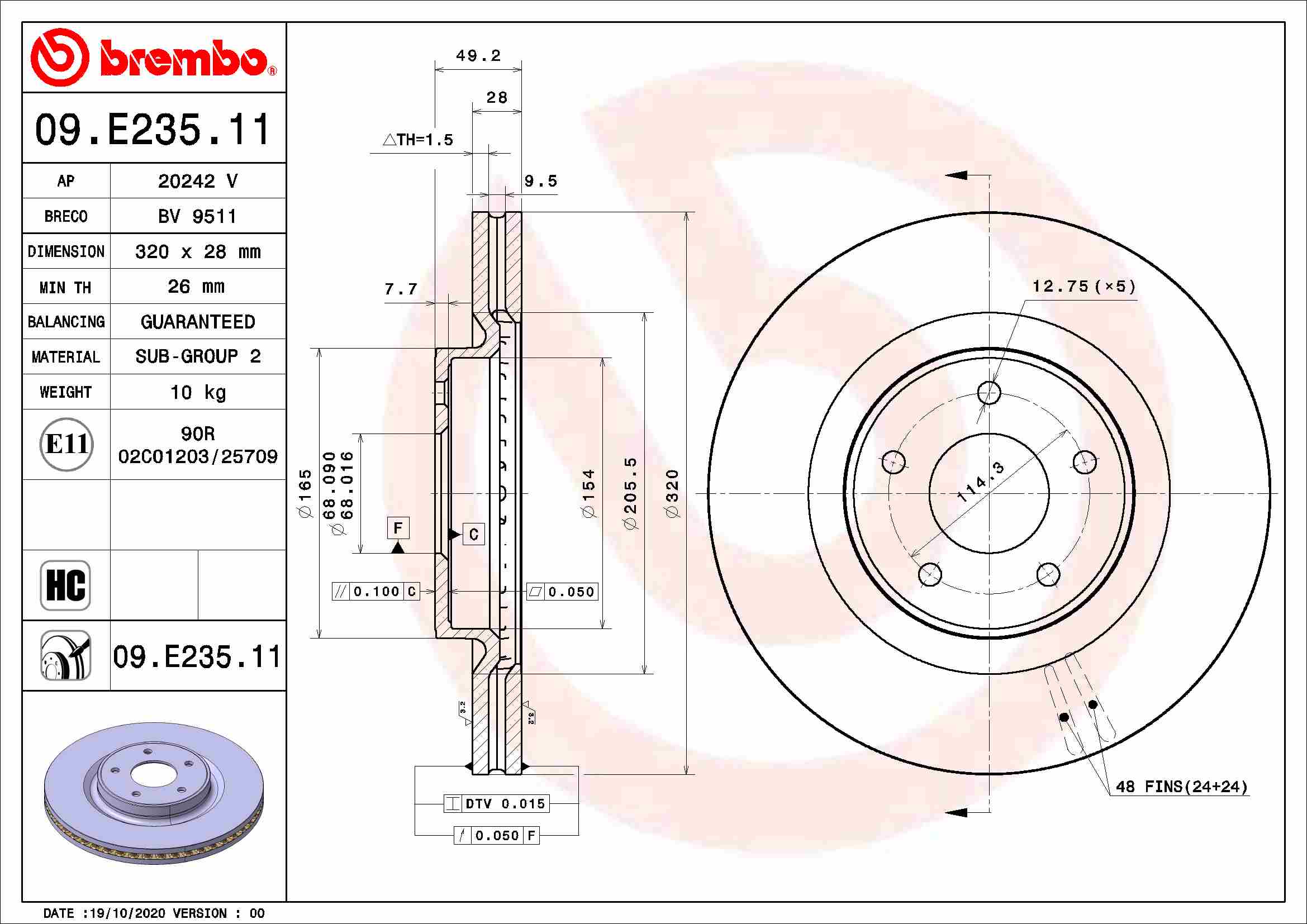 Remschijven Brembo 09.E235.11