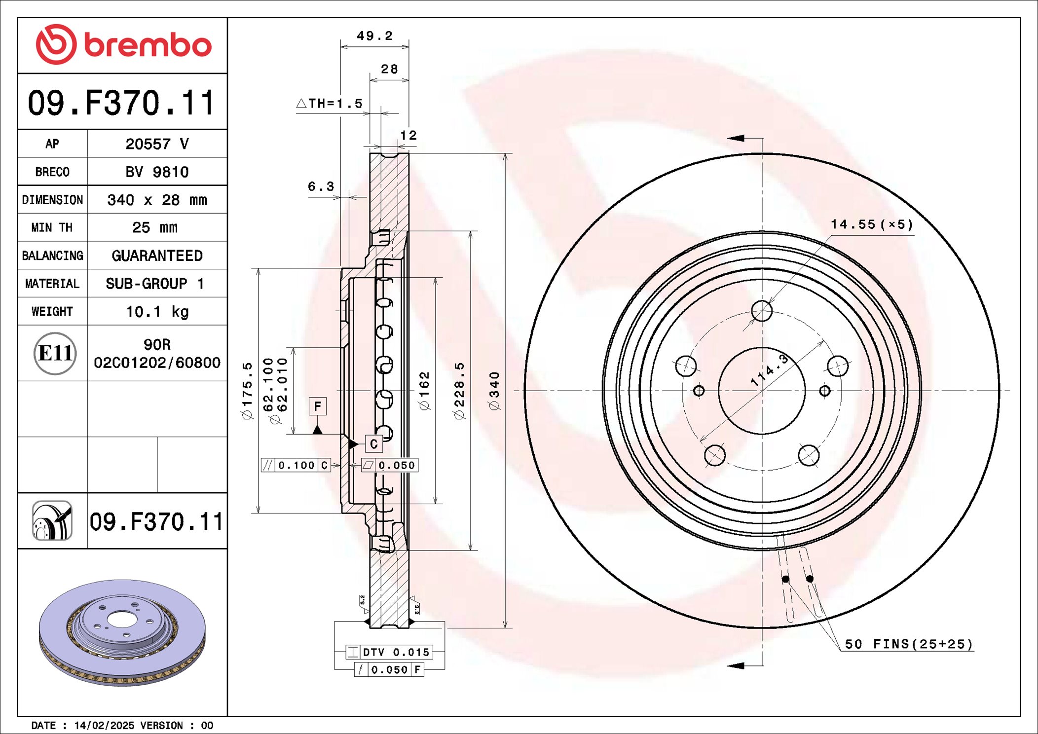 Remschijf Brembo 09.F370.11
