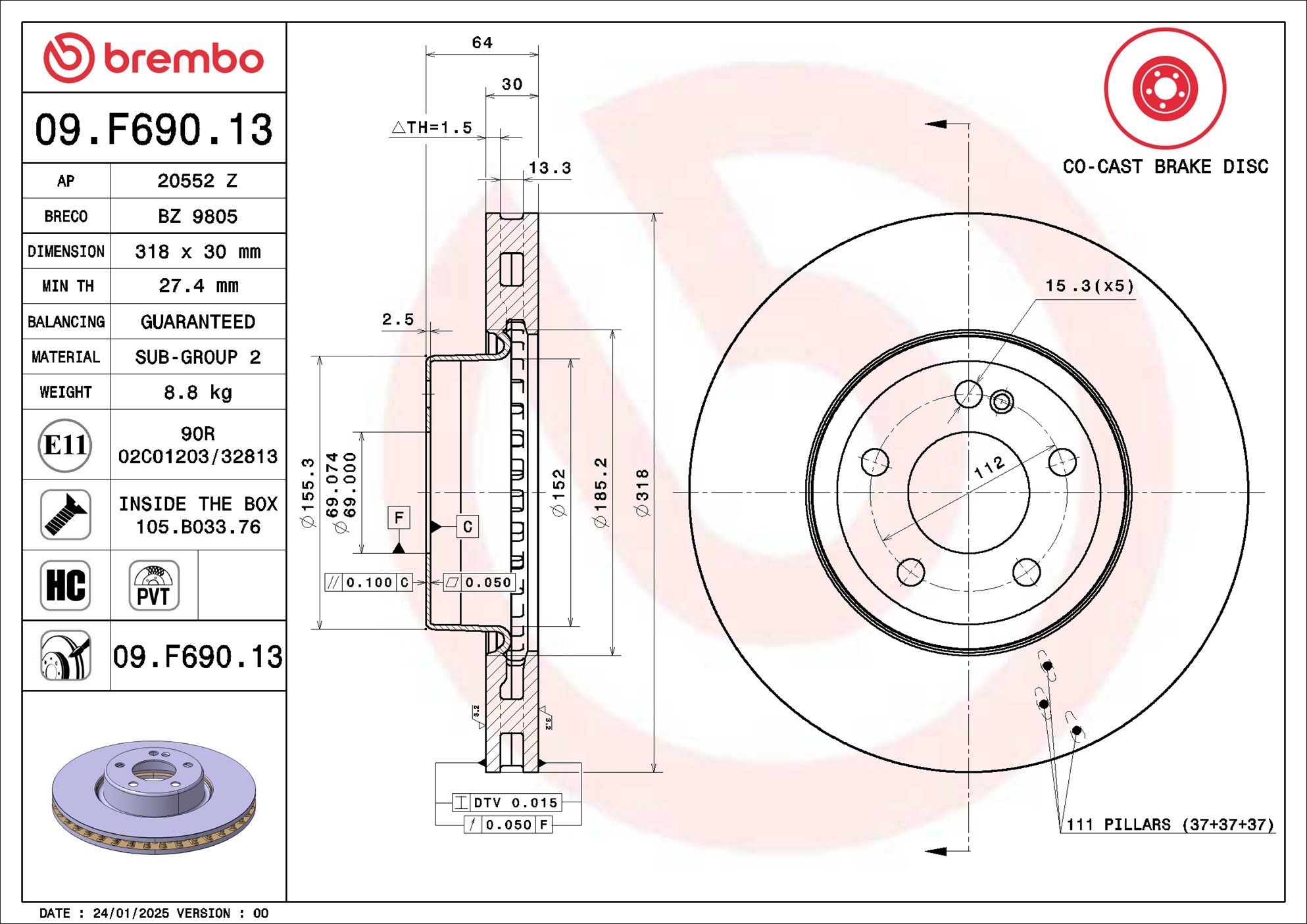 Remschijf Brembo 09.F690.13