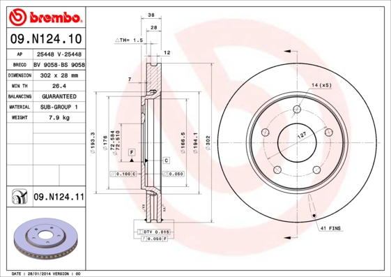 Remschijven Brembo 09.N124.11