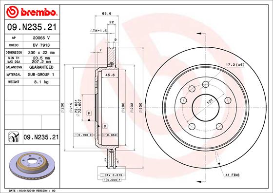 Remschijven Brembo 09.N235.21