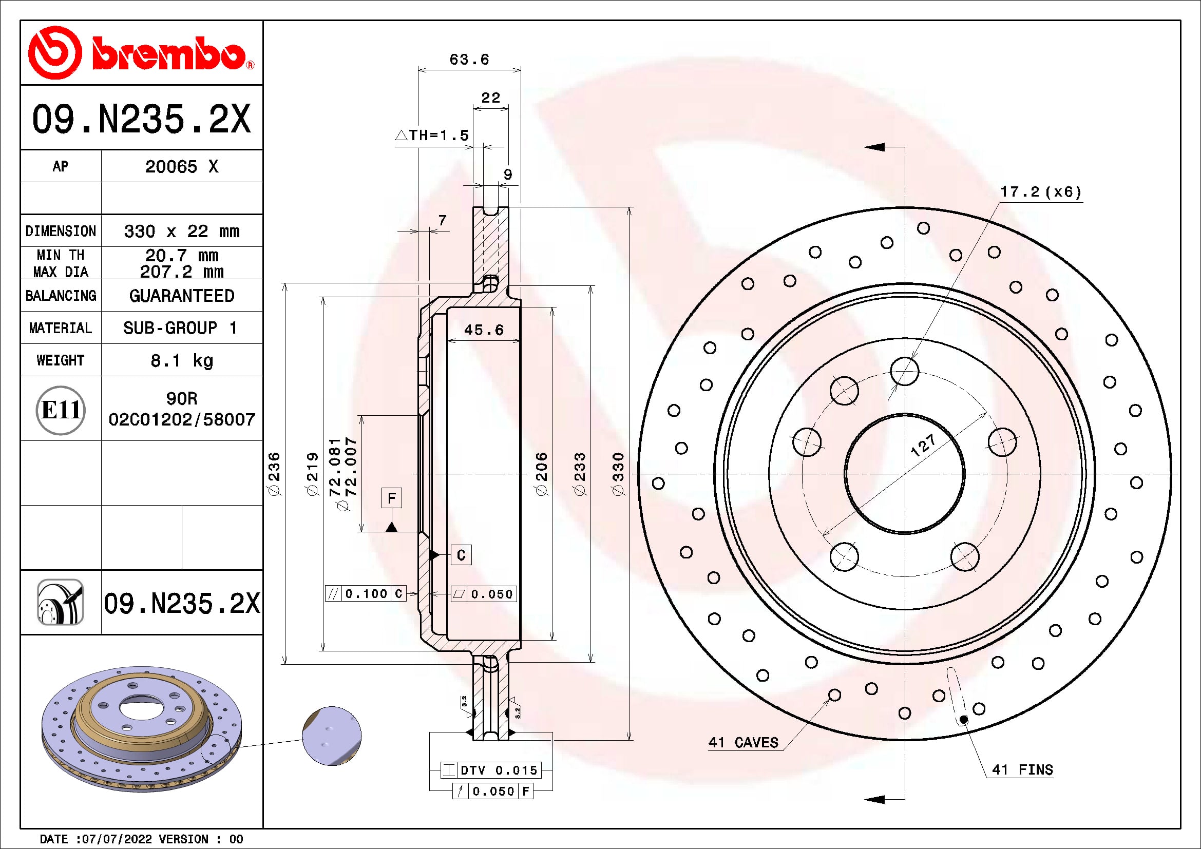 Remschijven Brembo 09.N235.2X