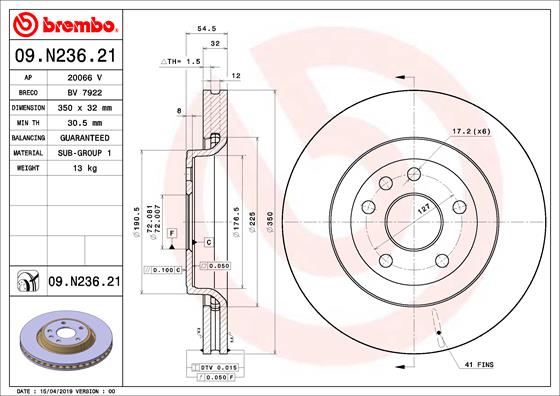 Remschijven Brembo 09.N236.21