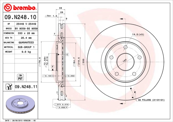 Remschijven Brembo 09.N248.11