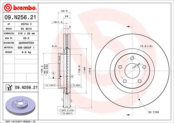 Remschijven Brembo 09.N256.21