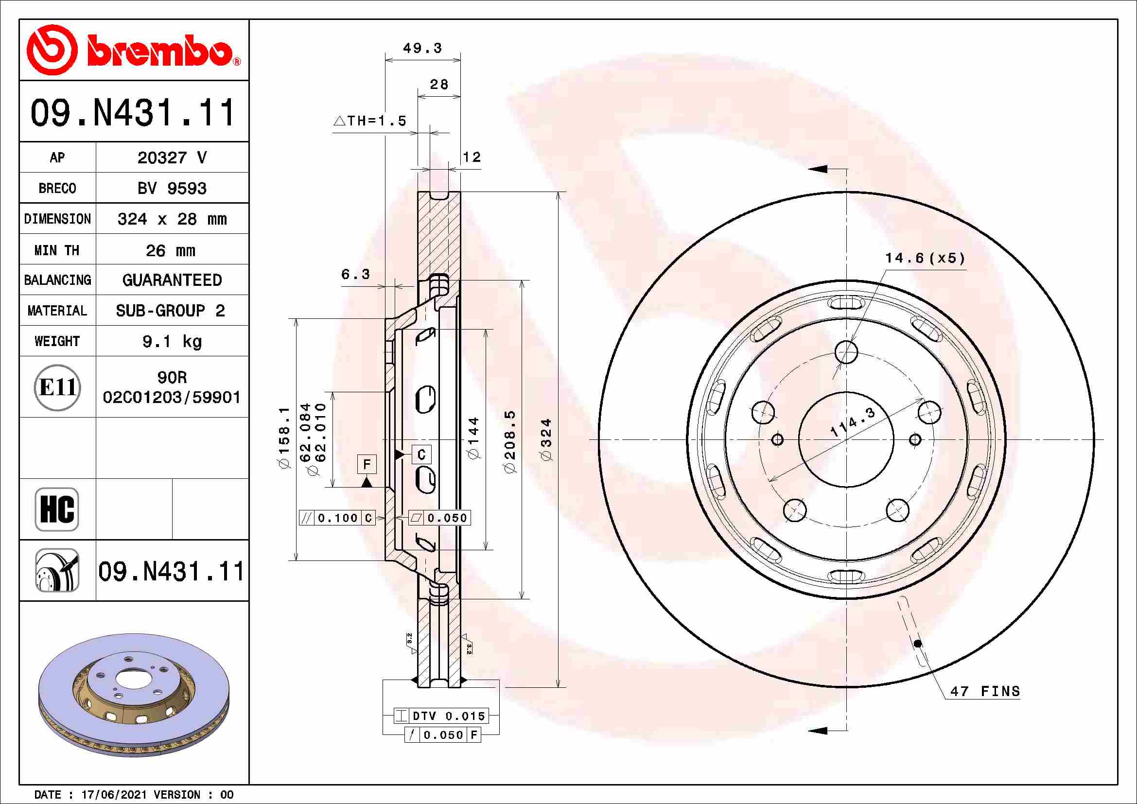 Remschijven Brembo 09.N431.11