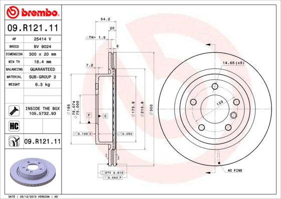 Remschijven Brembo 09.R121.11