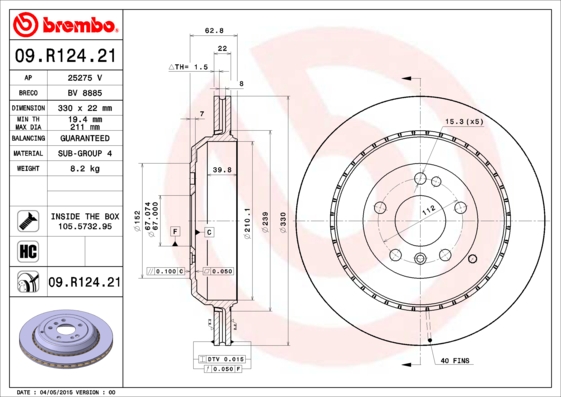 Remschijven Brembo 09.R124.21