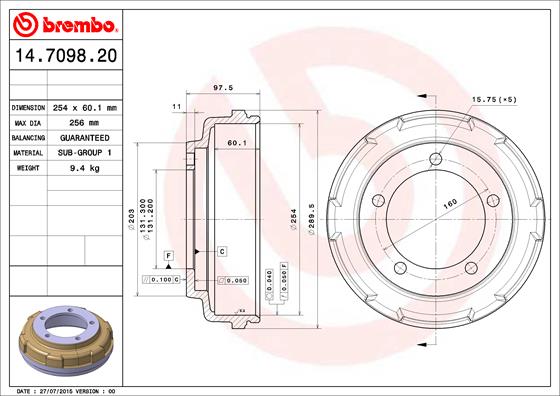 Remtrommel Brembo 14.7098.20