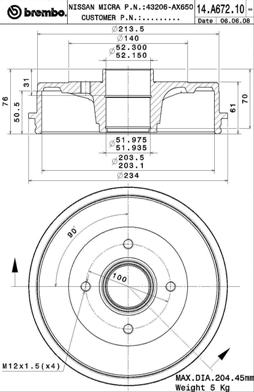 Remtrommel Brembo 14.A672.10