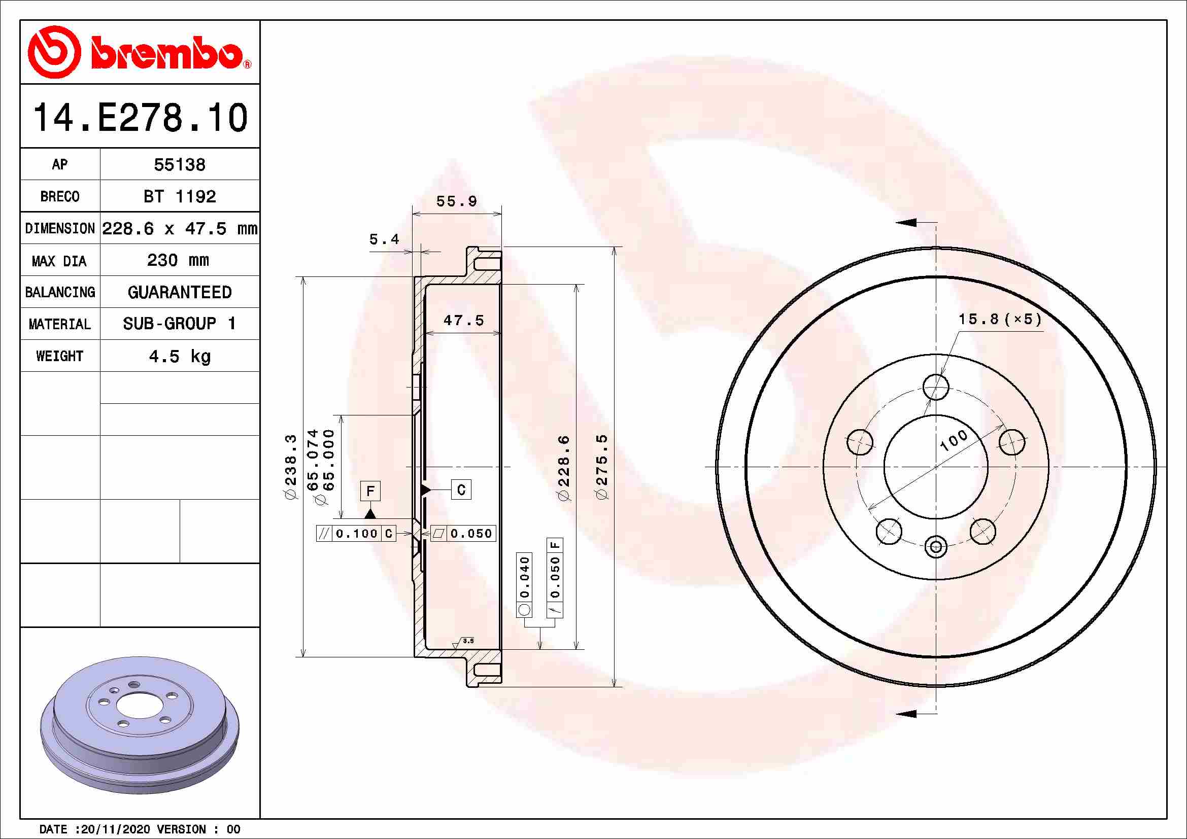 Remtrommel Brembo 14.E278.10