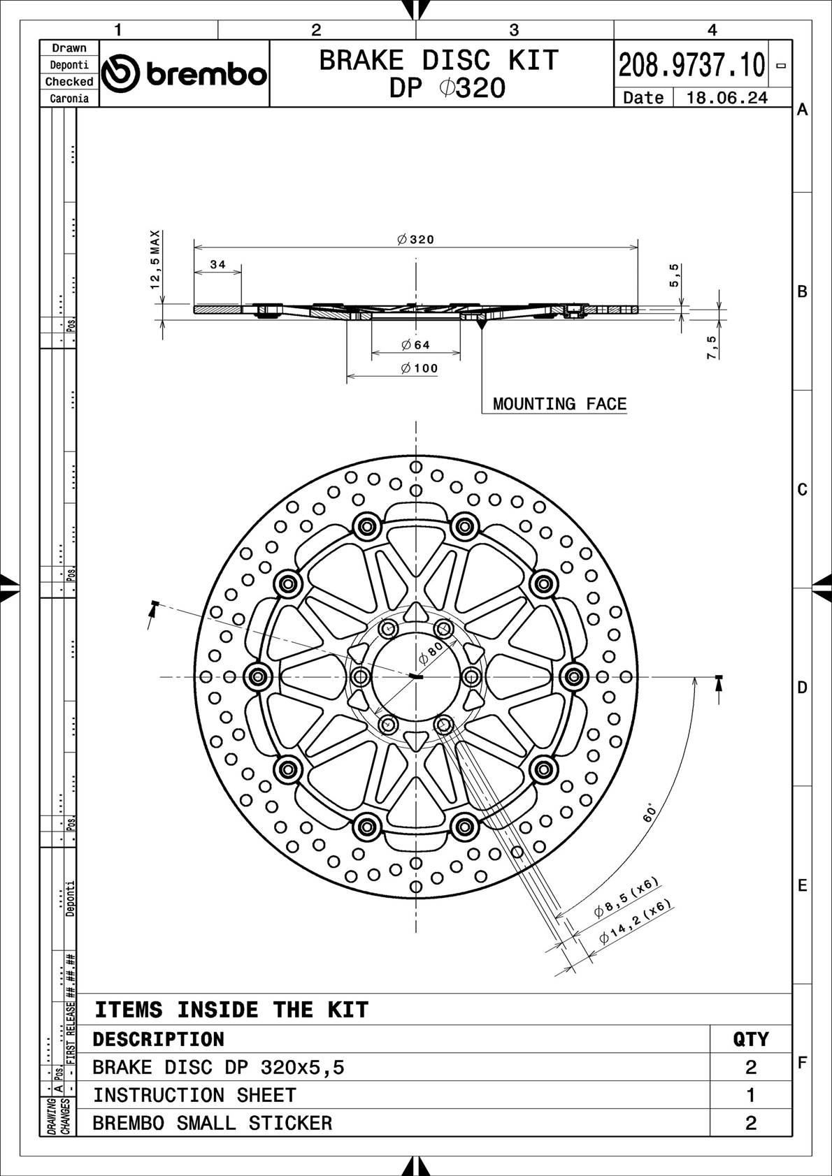 Remschijf Brembo 208973710