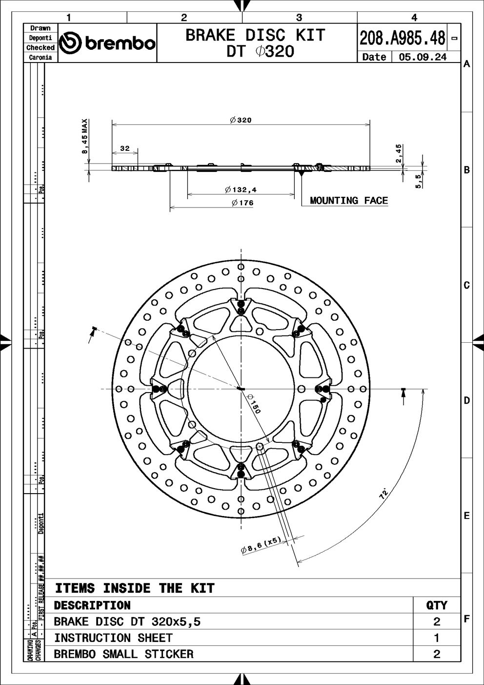 Remschijf Brembo 208A98548