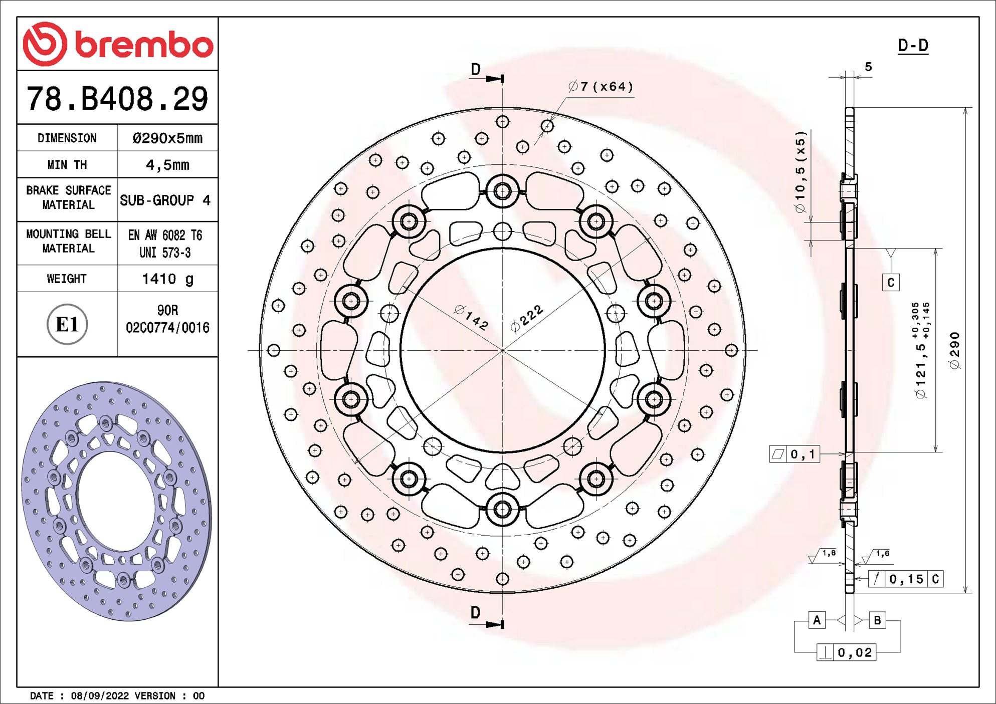 Remschijf Brembo 78B40829