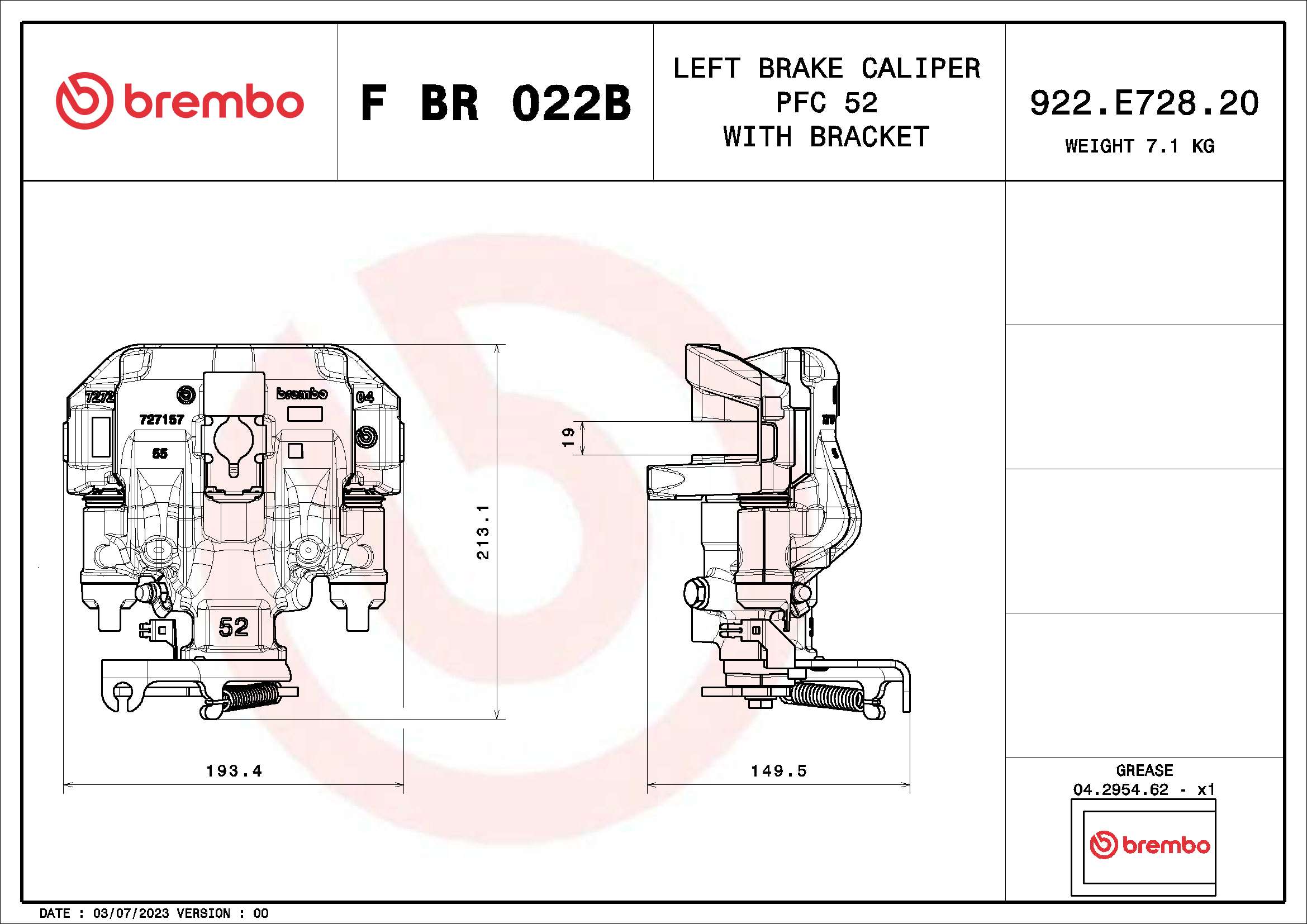 Remzadel/remklauw Brembo F BR 022B