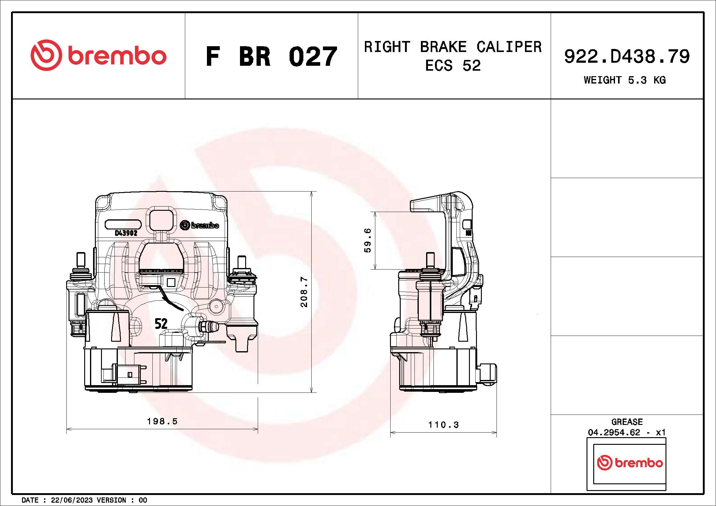 Remzadel/remklauw Brembo F BR 027