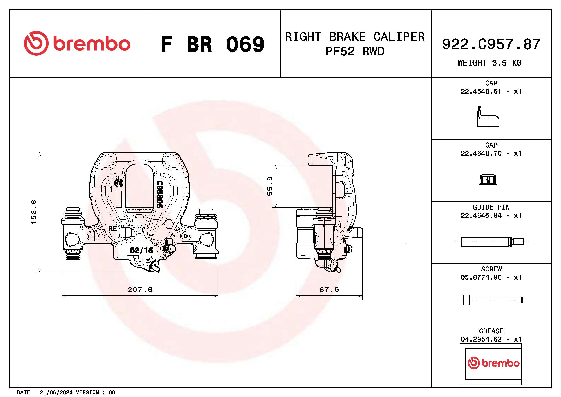 Remzadel/remklauw Brembo F BR 069