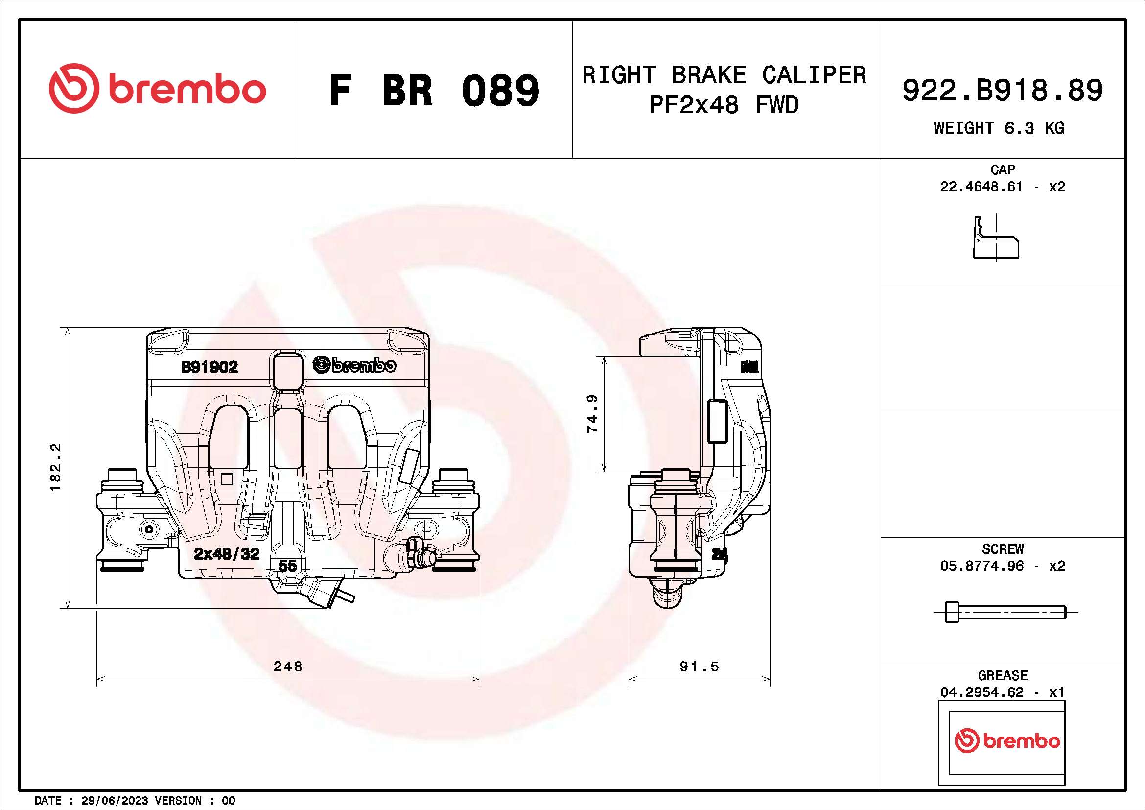 Remzadel/remklauw Brembo F BR 089