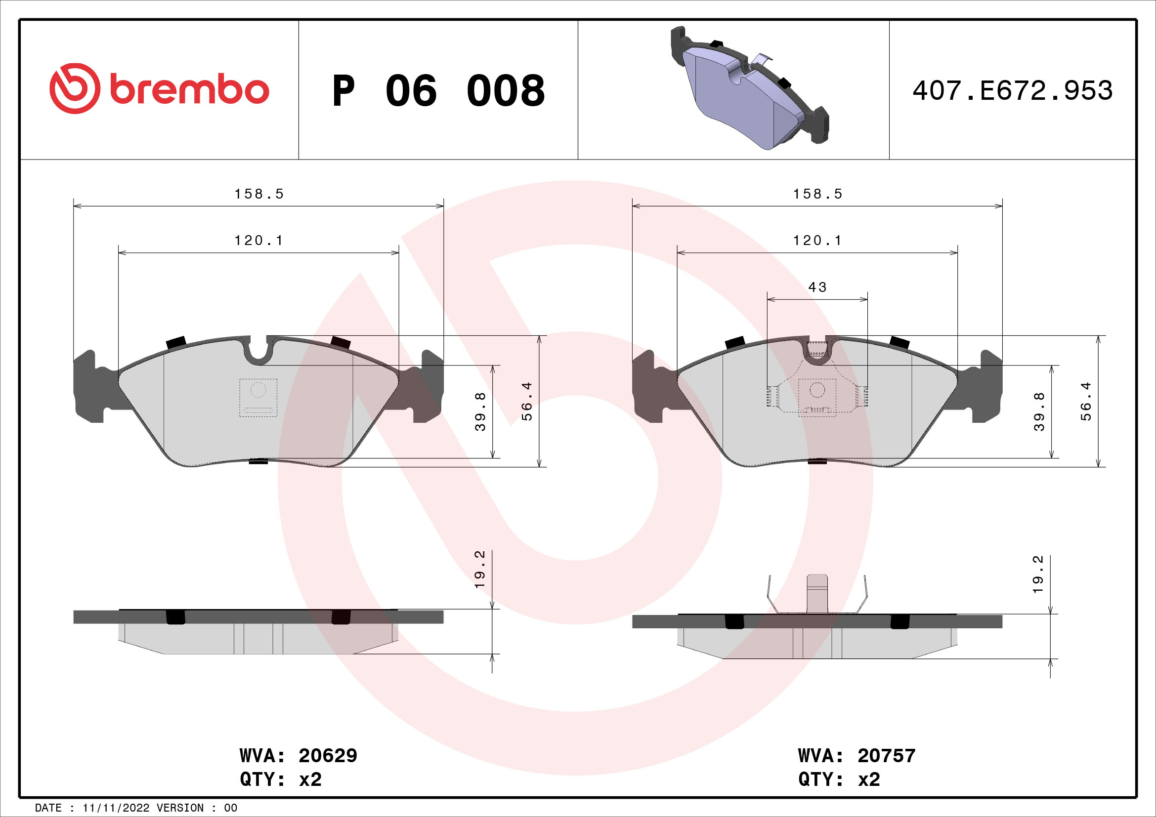 Remblokset Brembo P 06 008