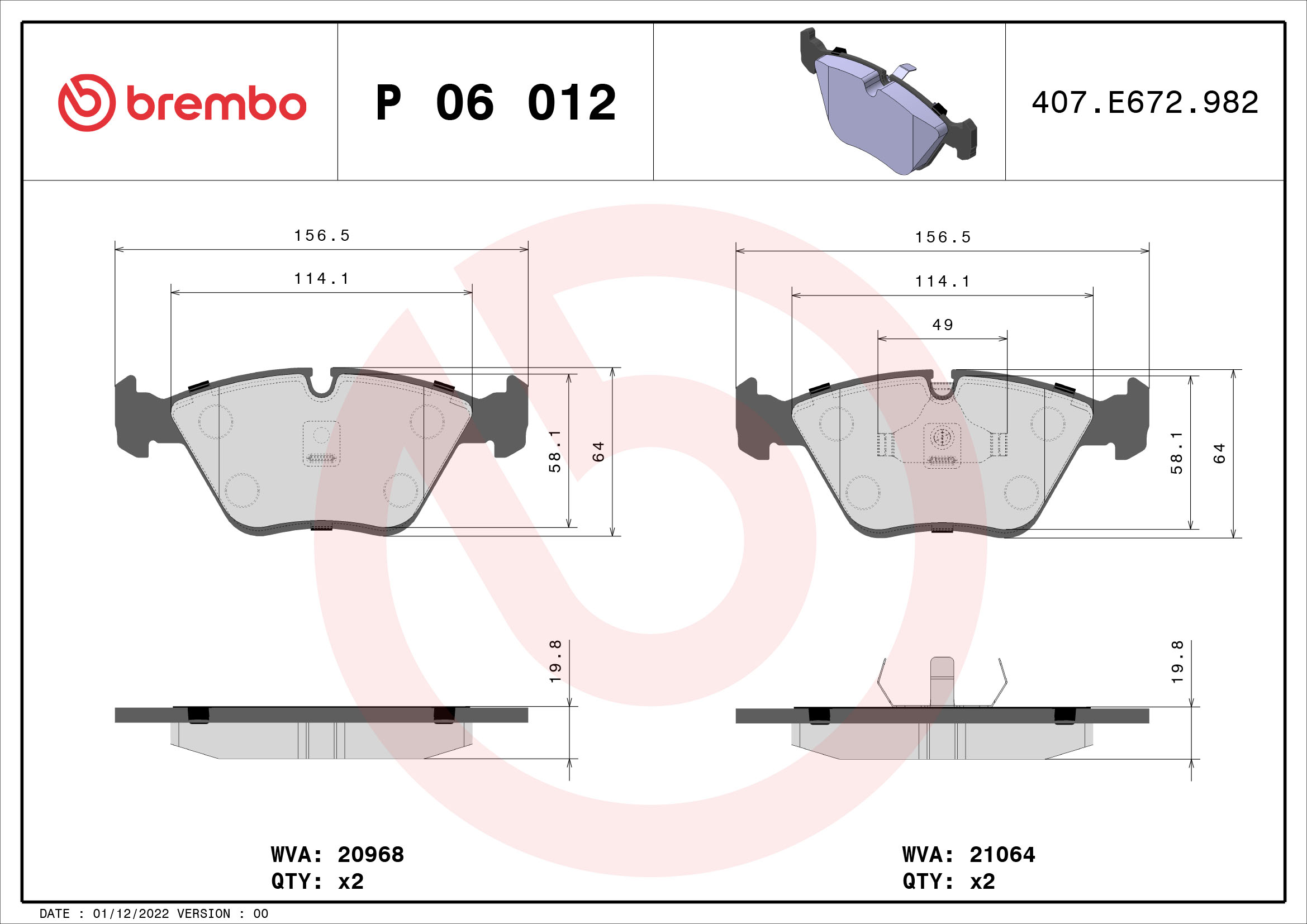 Remblokset Brembo P 06 012