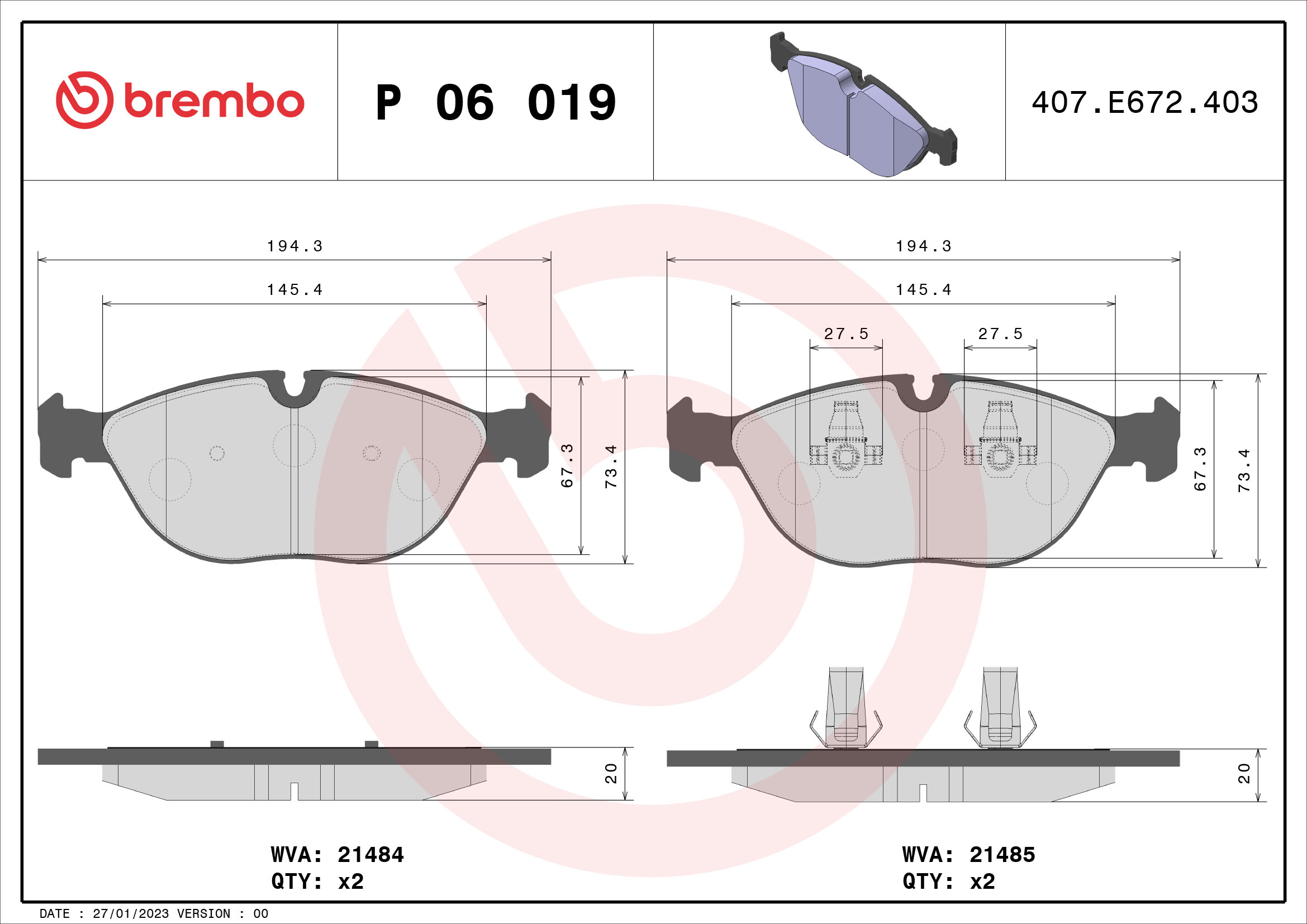 Remblokset Brembo P 06 019