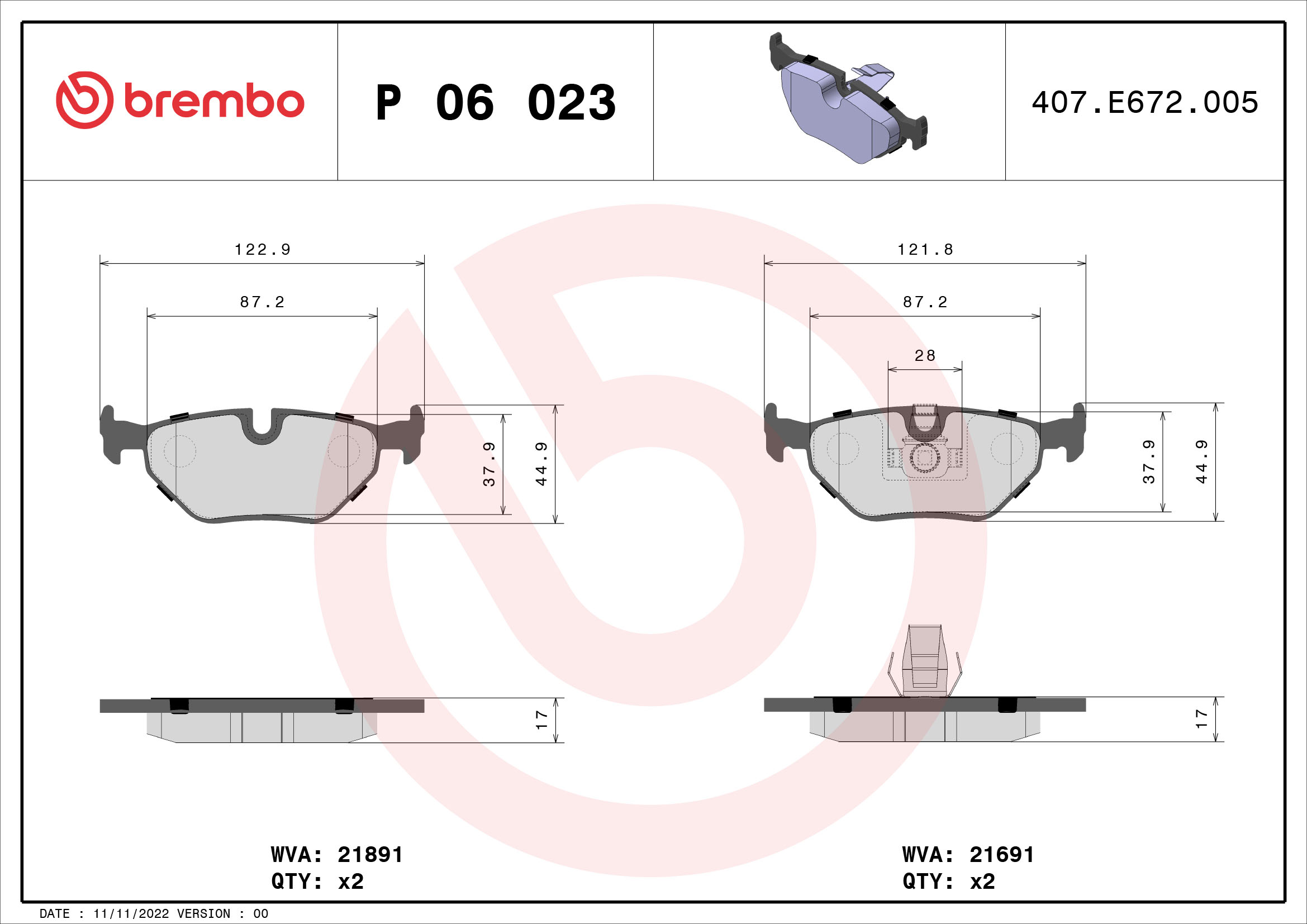 Remblokset Brembo P 06 023