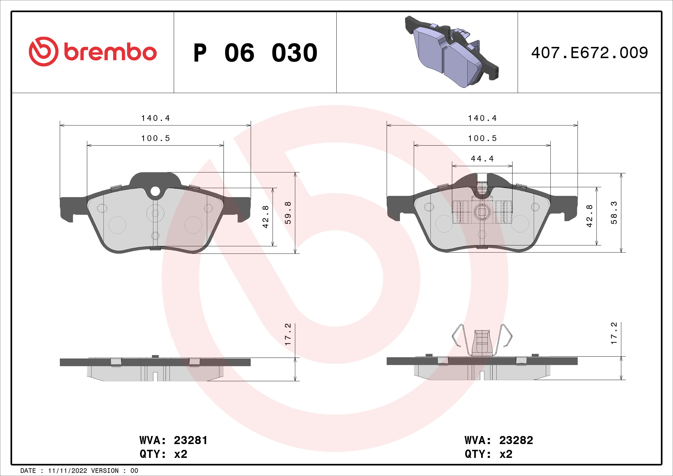 Remblokset Brembo P 06 030