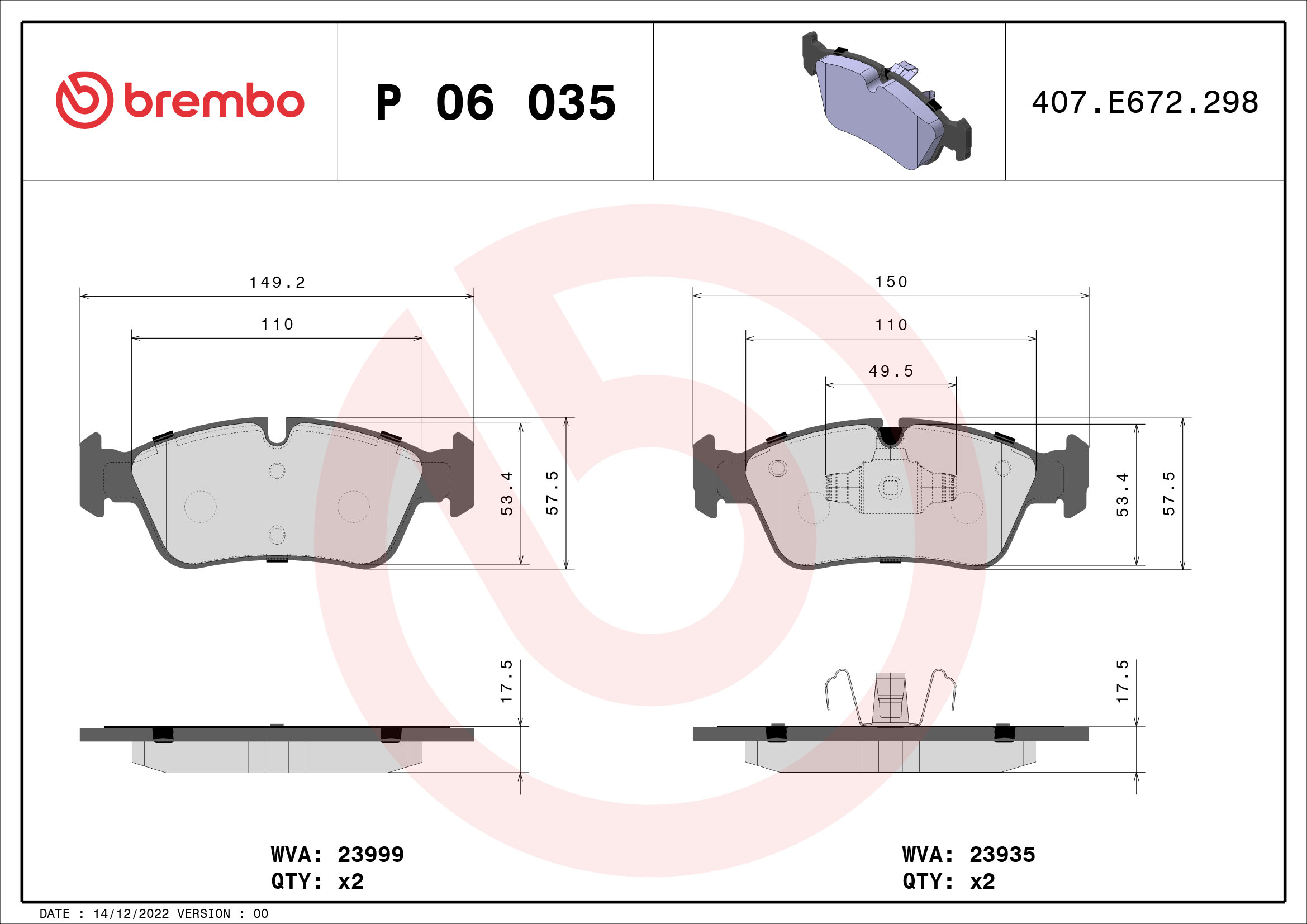 Remblokset Brembo P 06 035