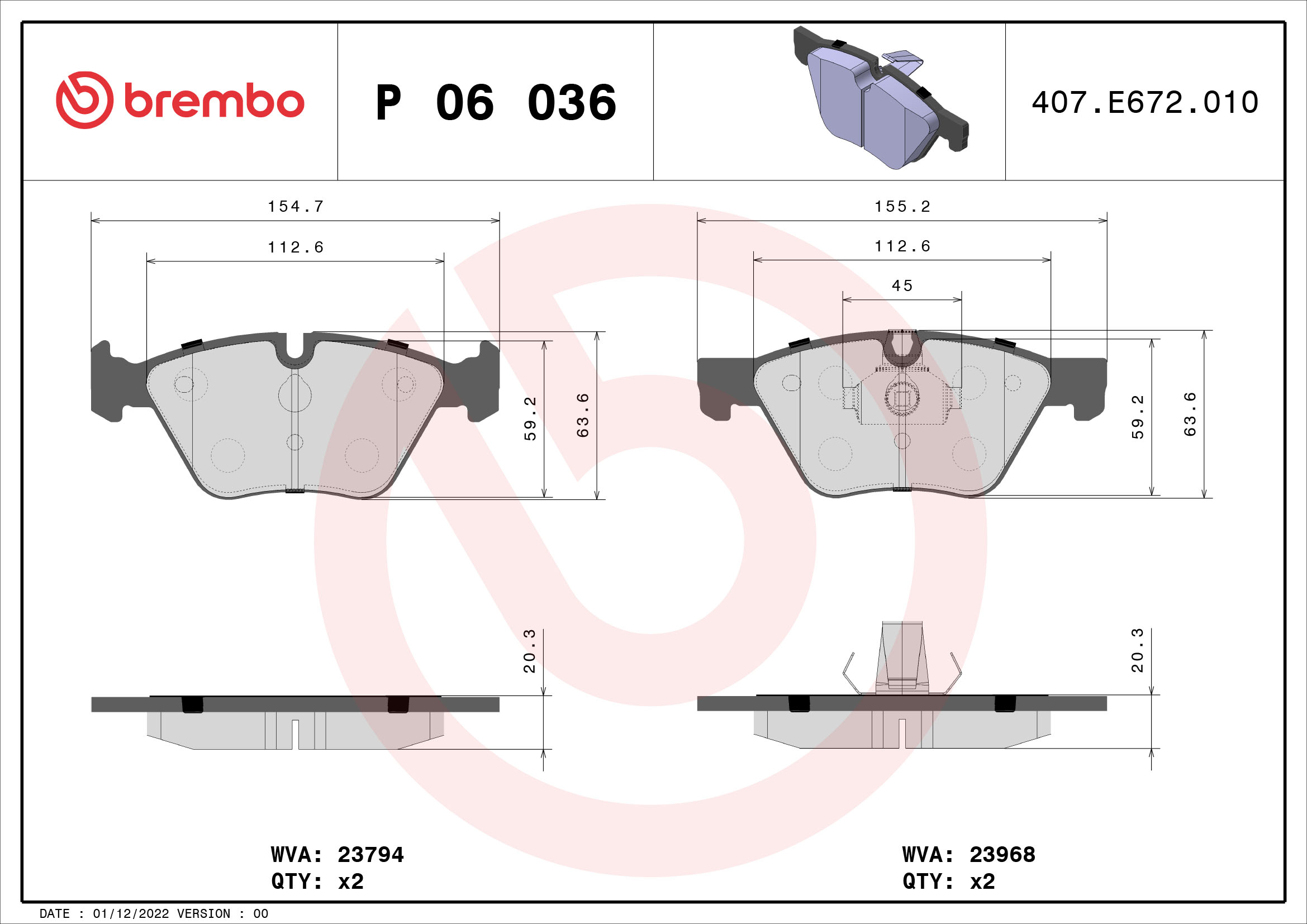 Remblokset Brembo P 06 036