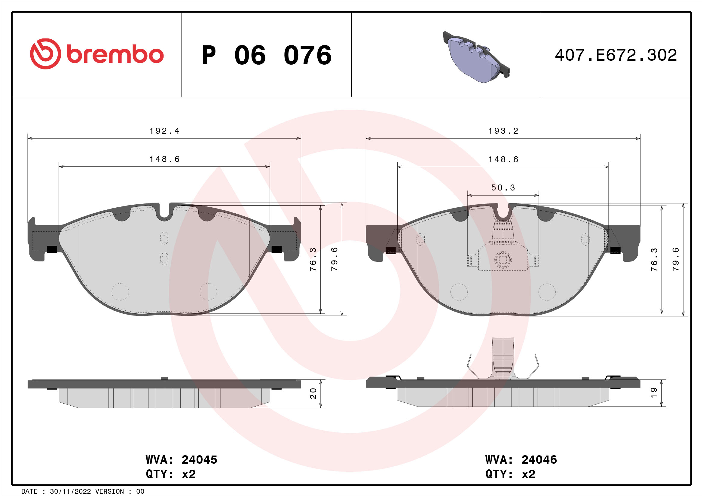 Remblokset Brembo P 06 076