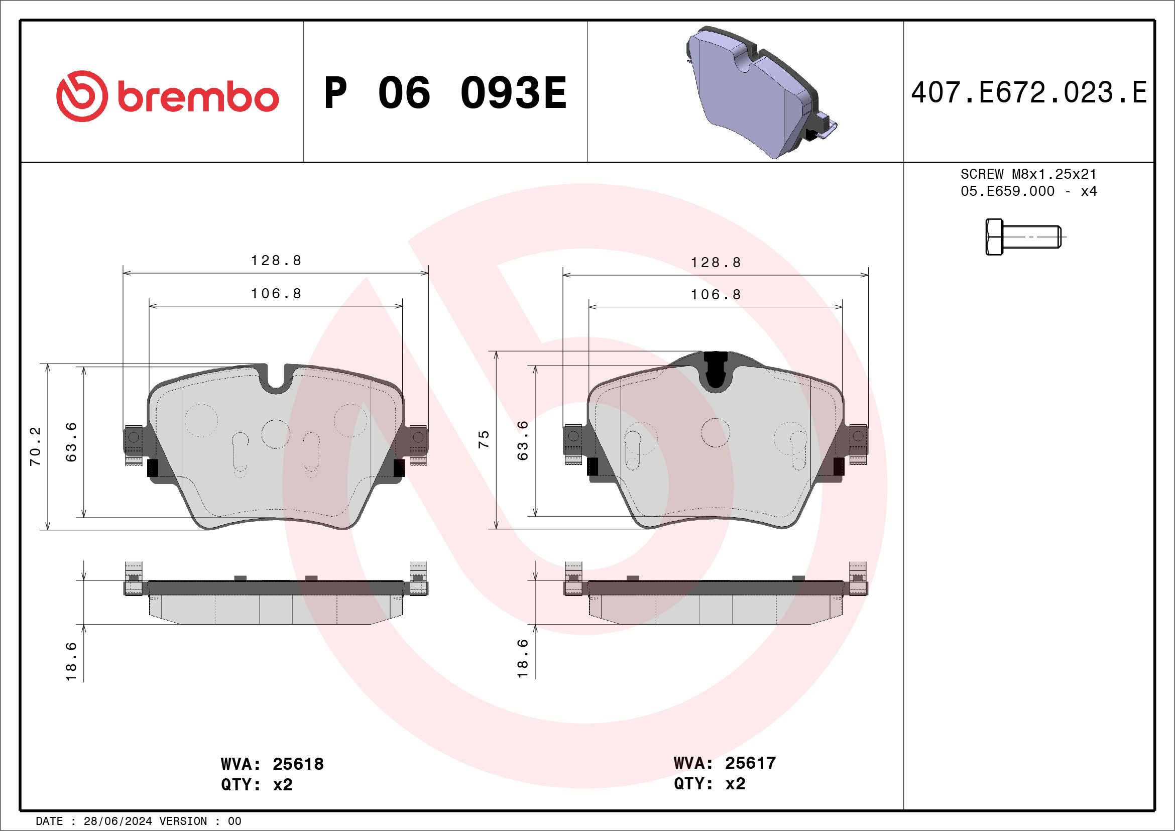 Remblokset Brembo P 06 093E
