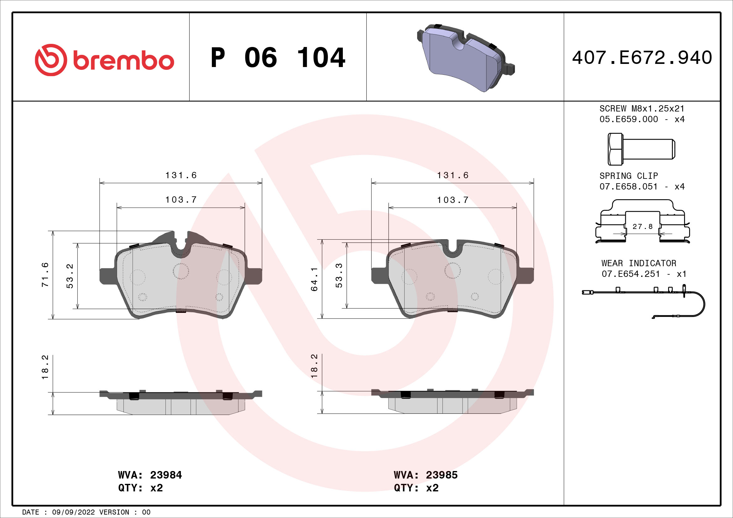 Remblokset Brembo P 06 104