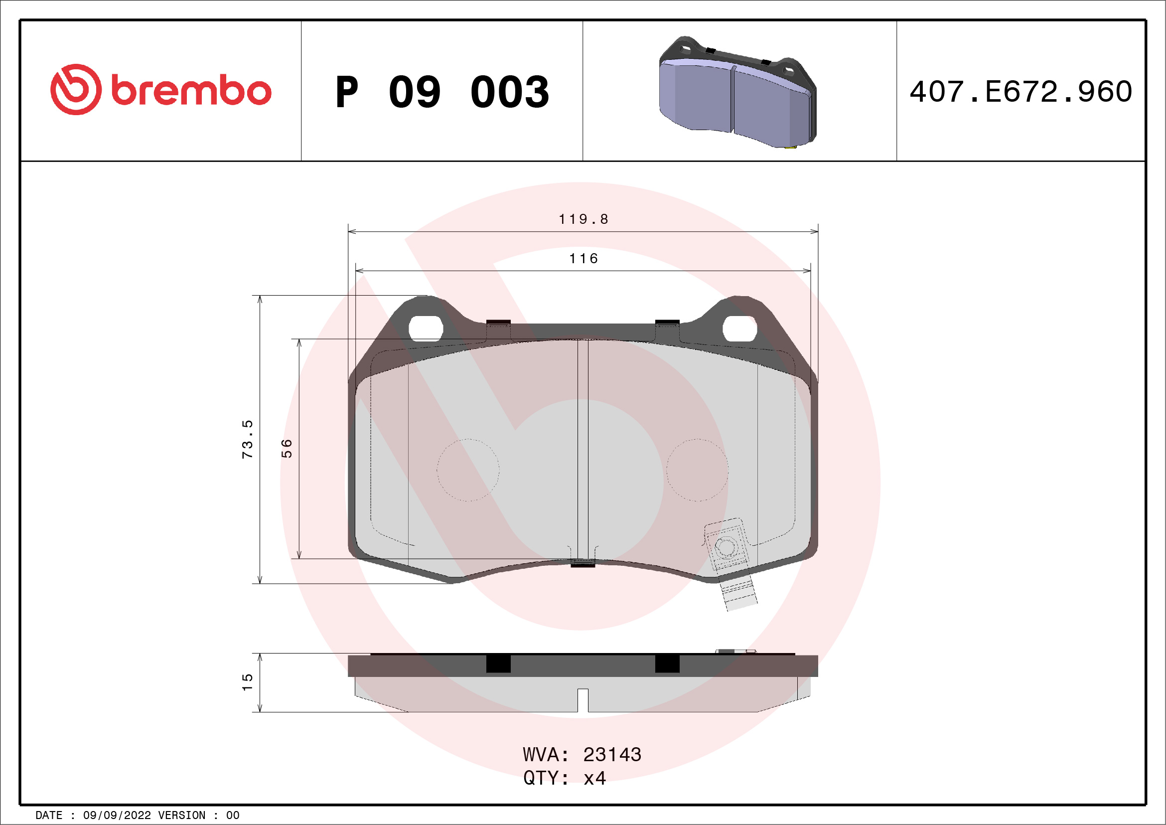 Remblokset Brembo P 09 003