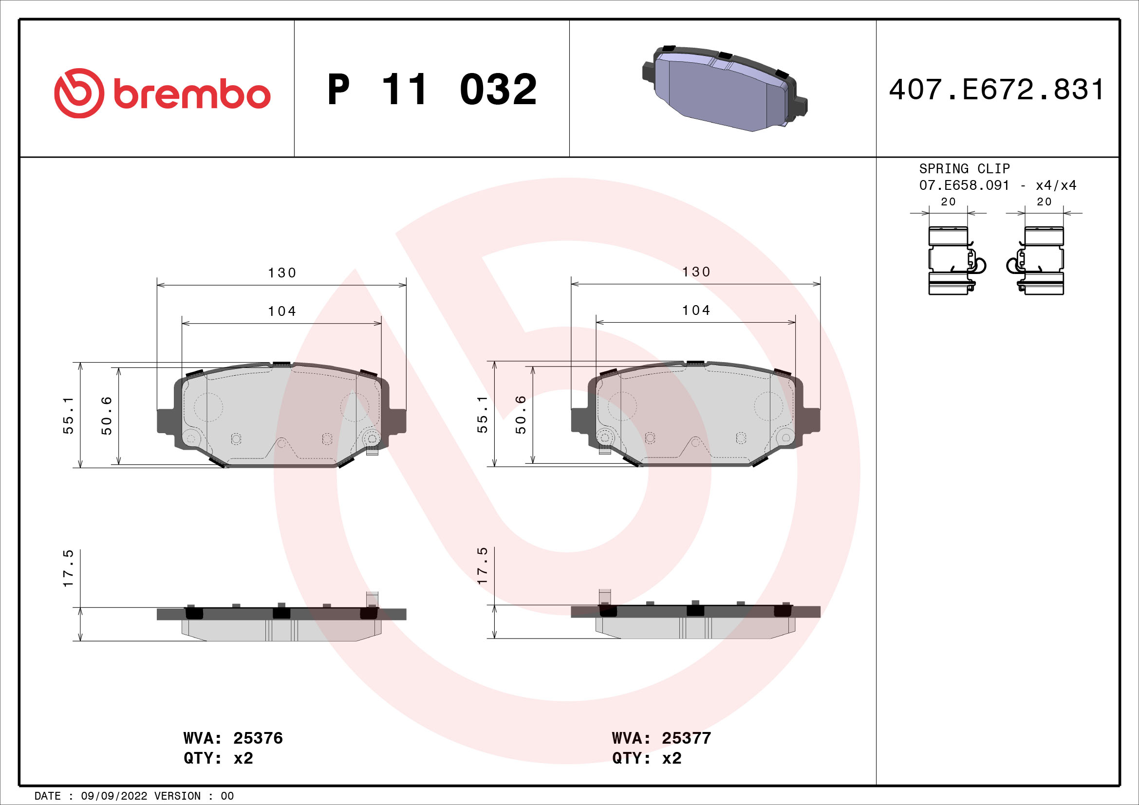 Remblokset Brembo P 11 032