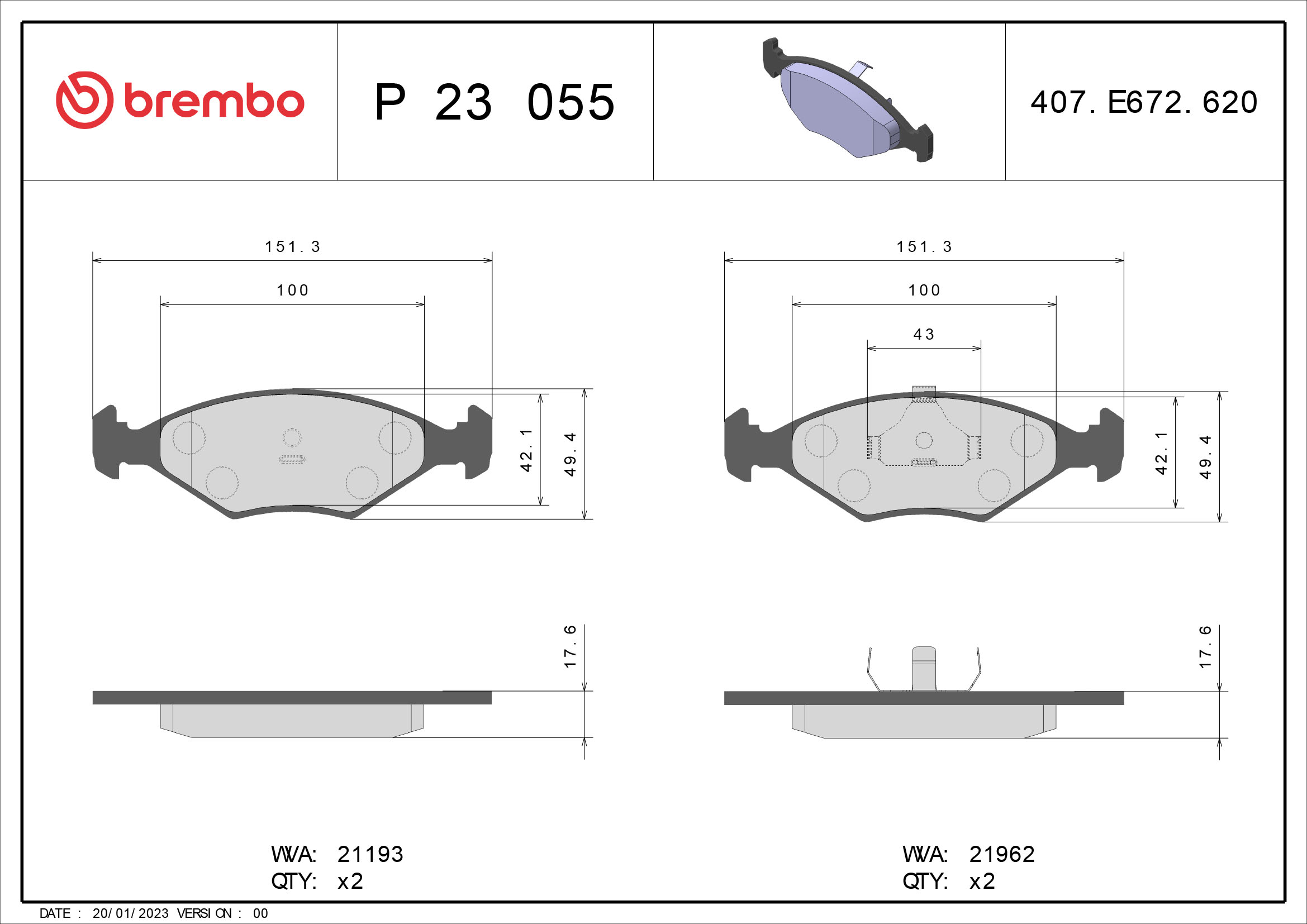 Remblokset Brembo P 23 055