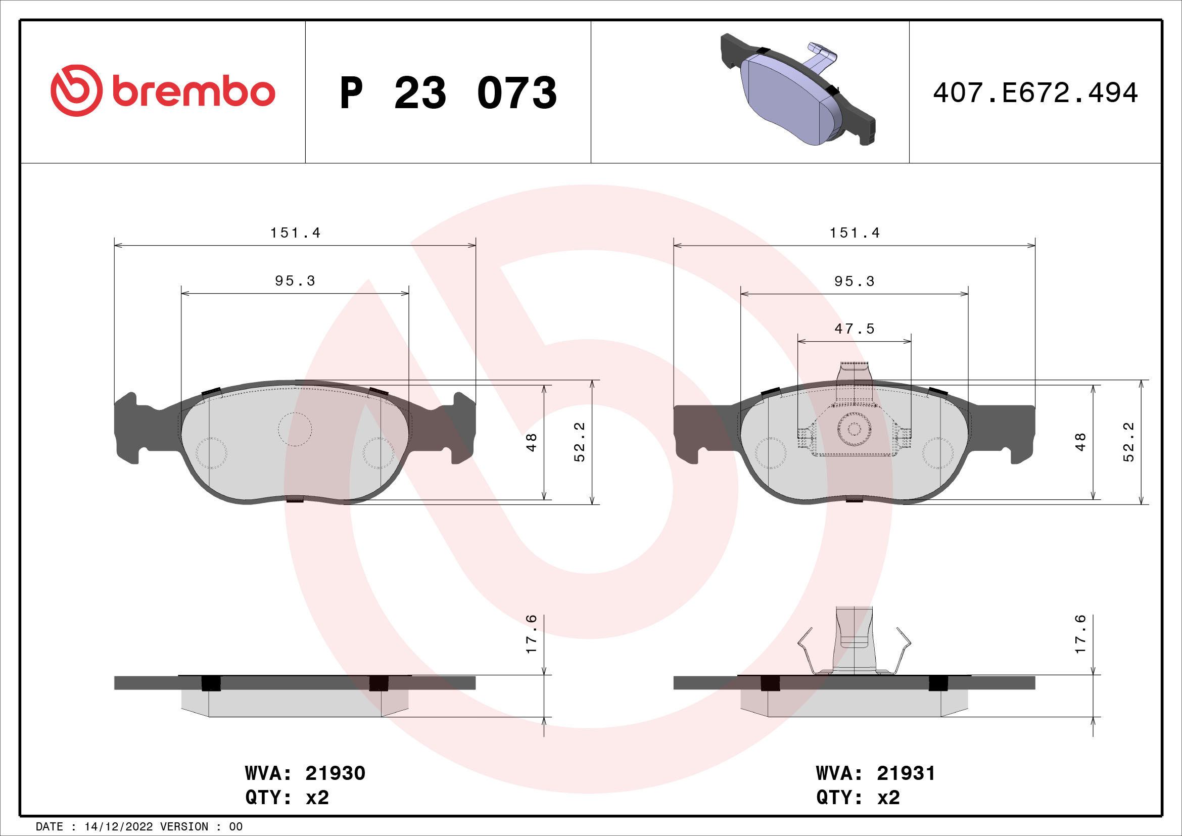 Remblokset Brembo P 23 073