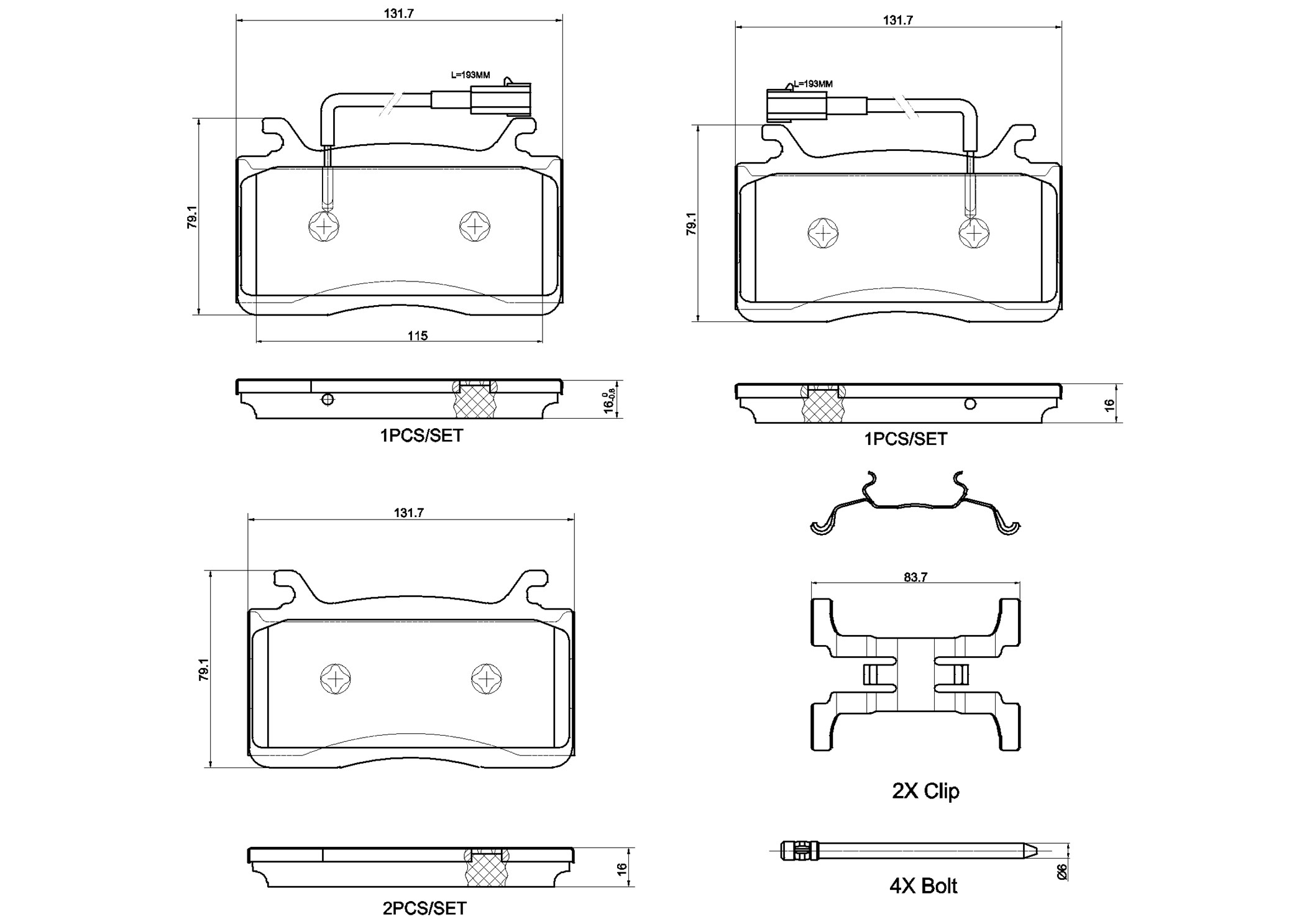 Remblokkenset, schijfrem Brembo P 23 187X