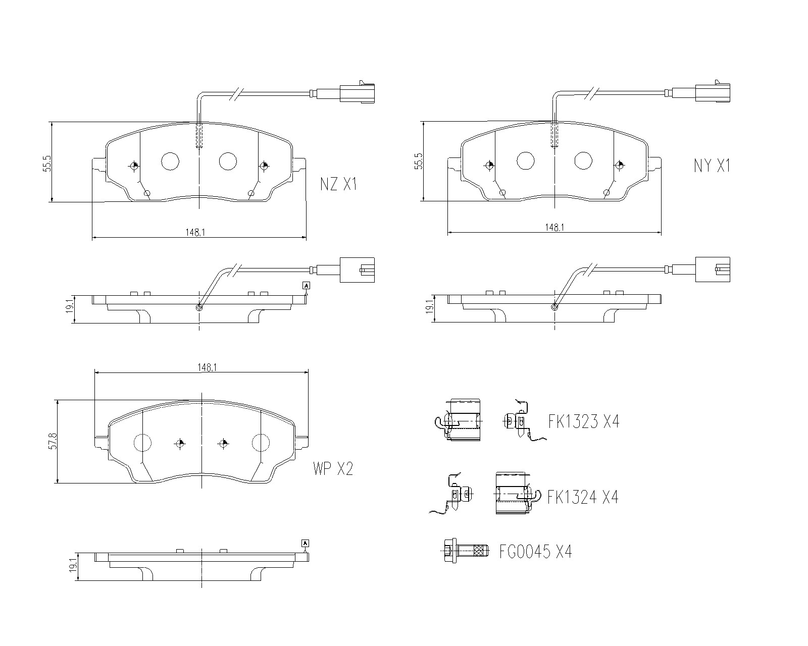 Remblokkenset, schijfrem Brembo P 23 204