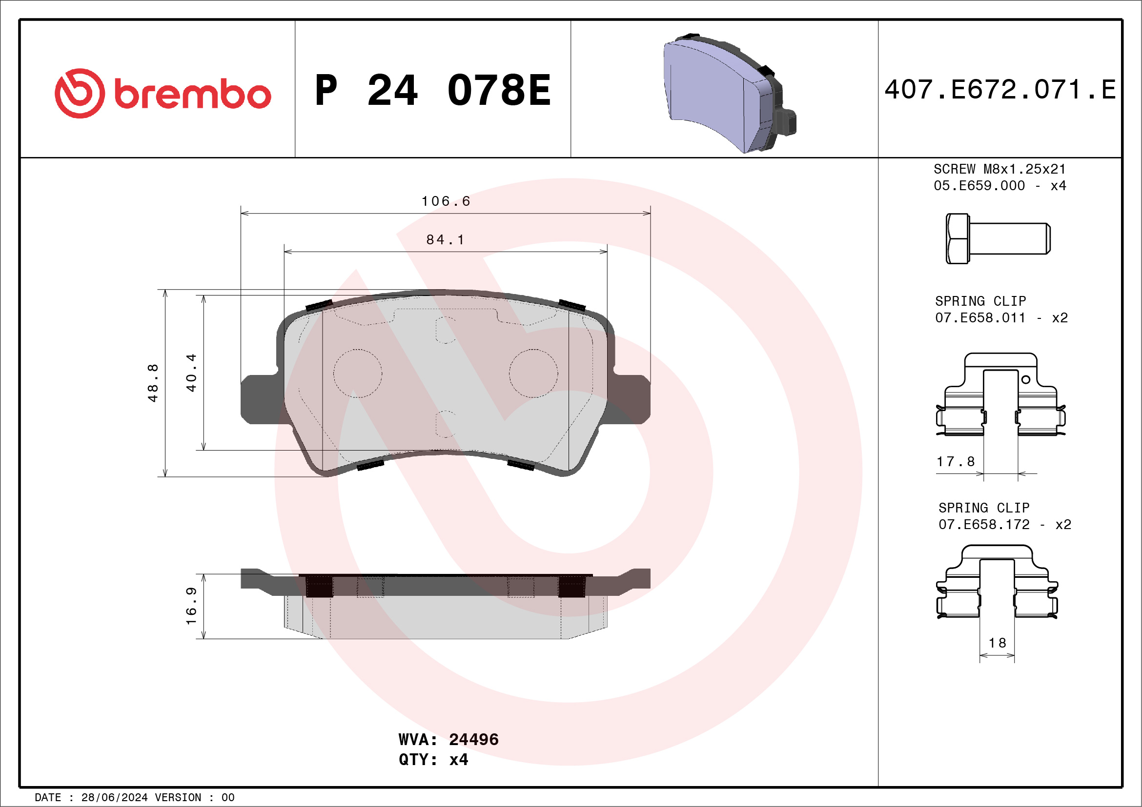 Remblokset Brembo P 24 078E