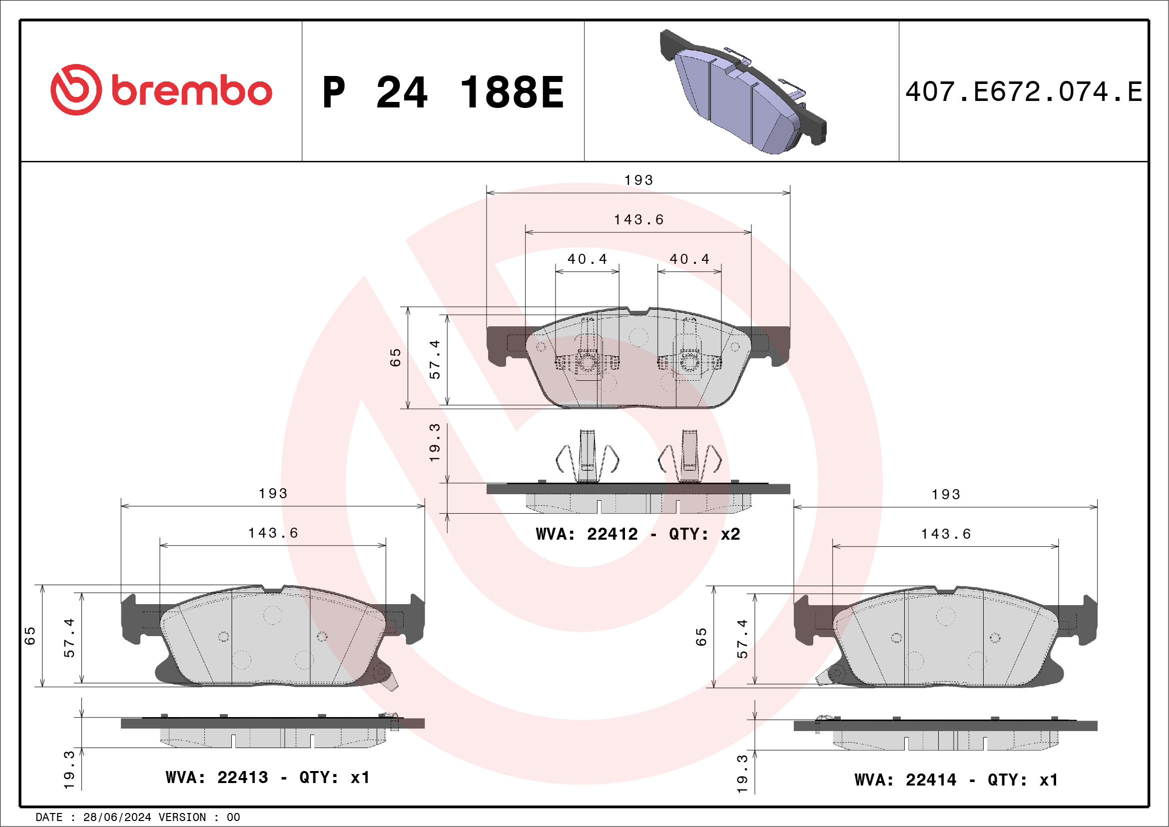 Remblokset Brembo P 24 188E
