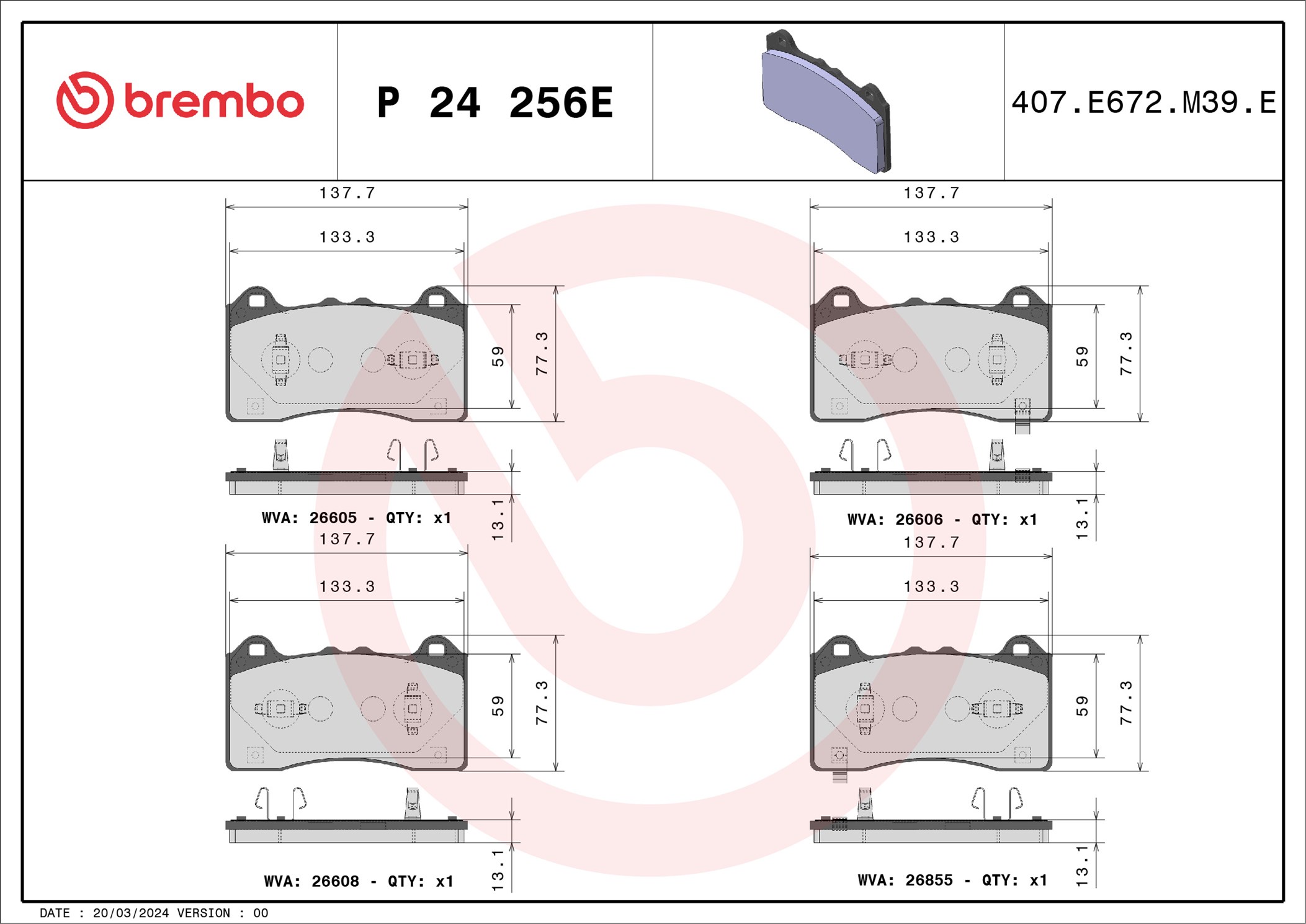 Remblokset Brembo P 24 256E