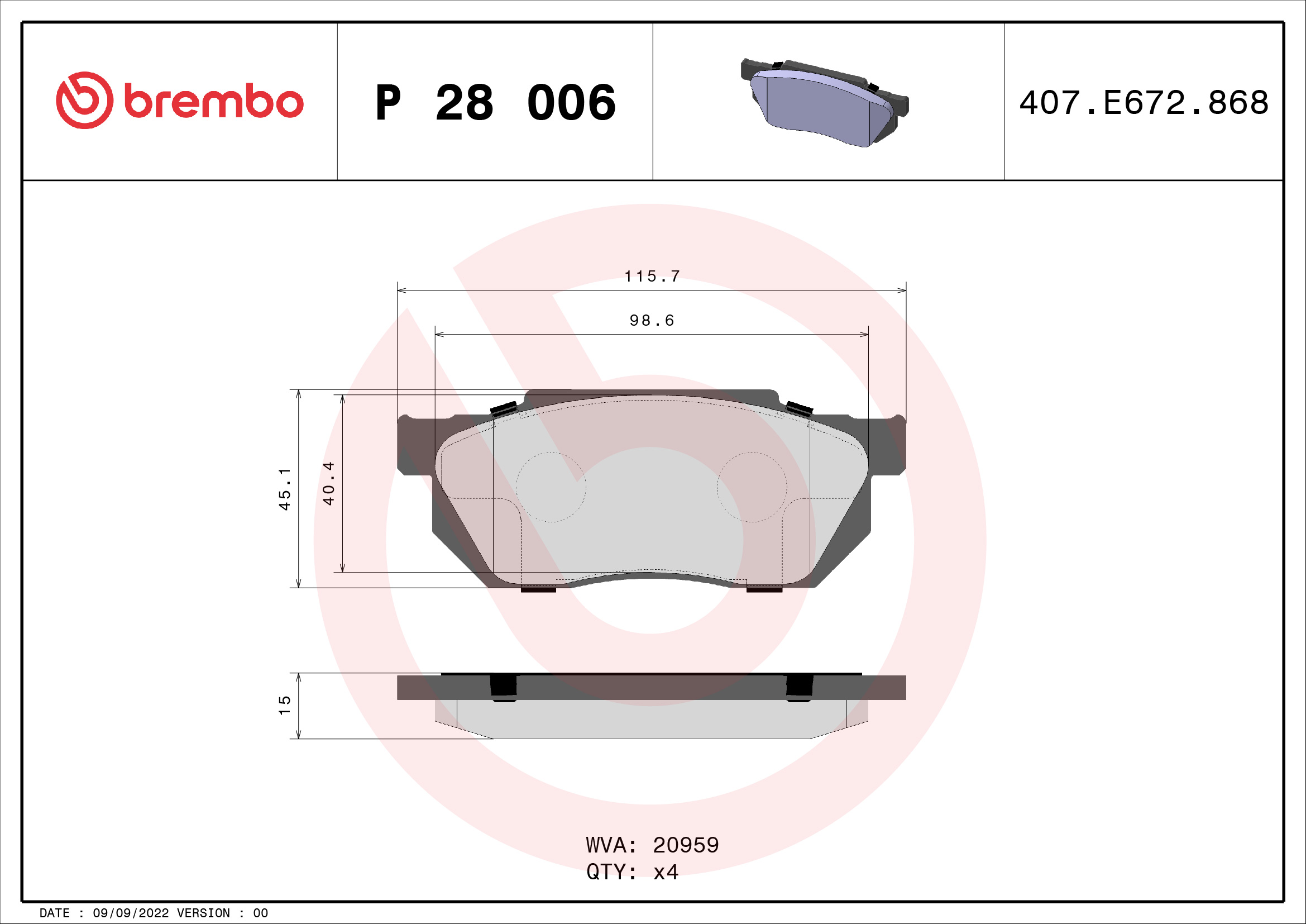 Remblokset Brembo P 28 006