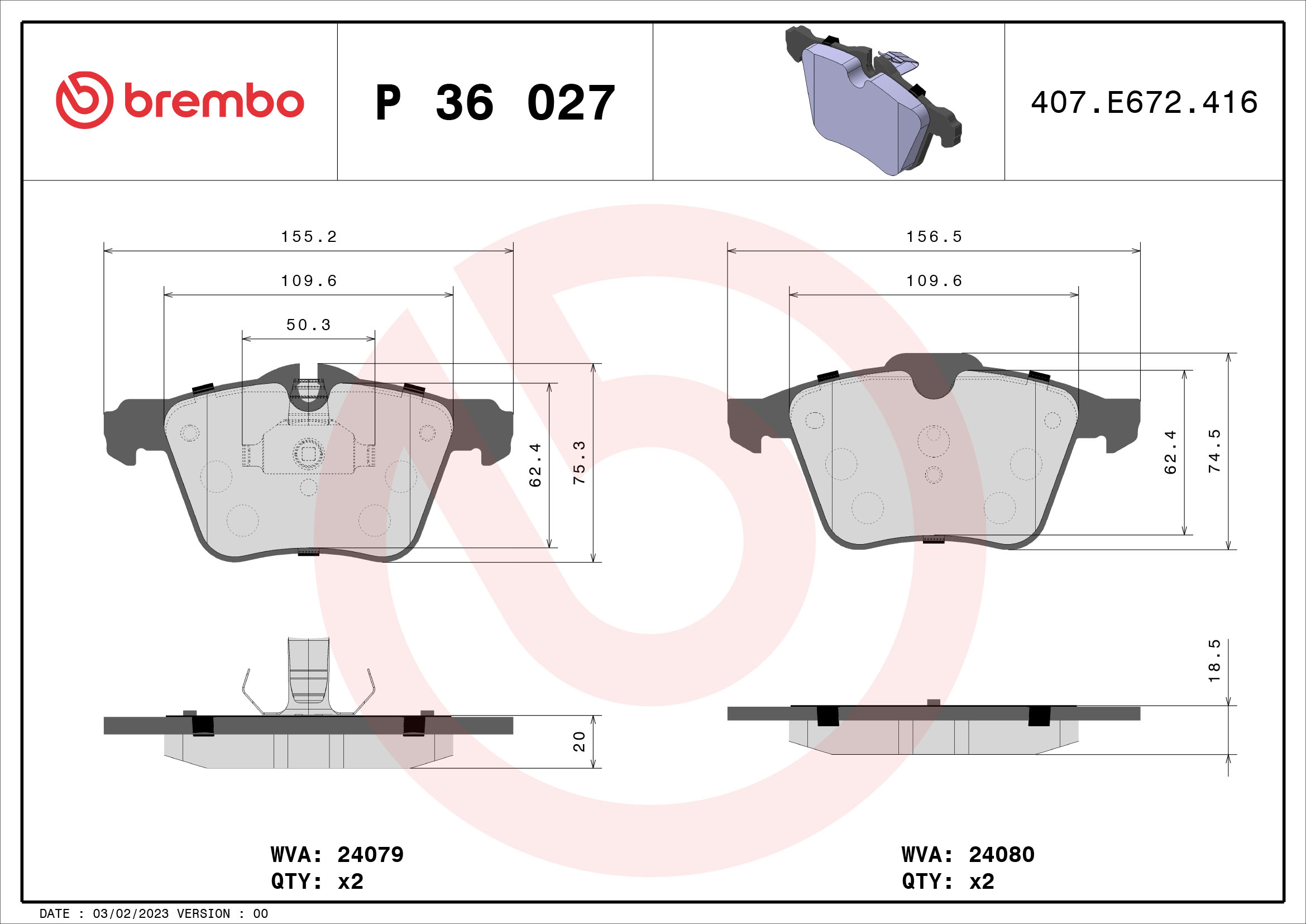 Remblokset Brembo P 36 027