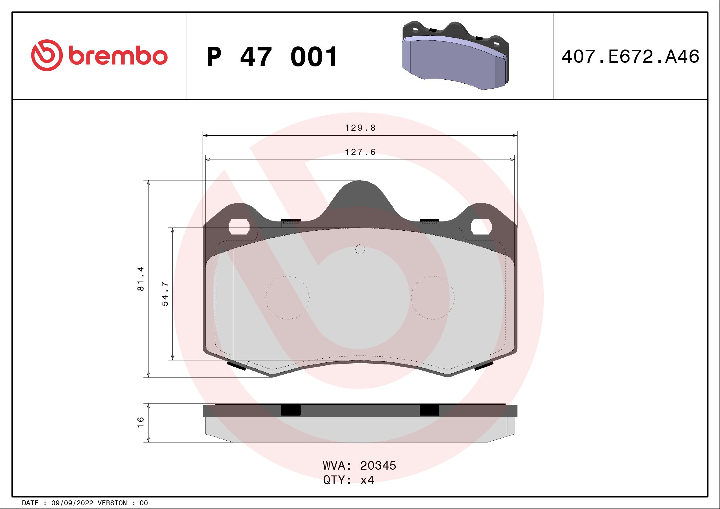 Remblokset Brembo P 47 001