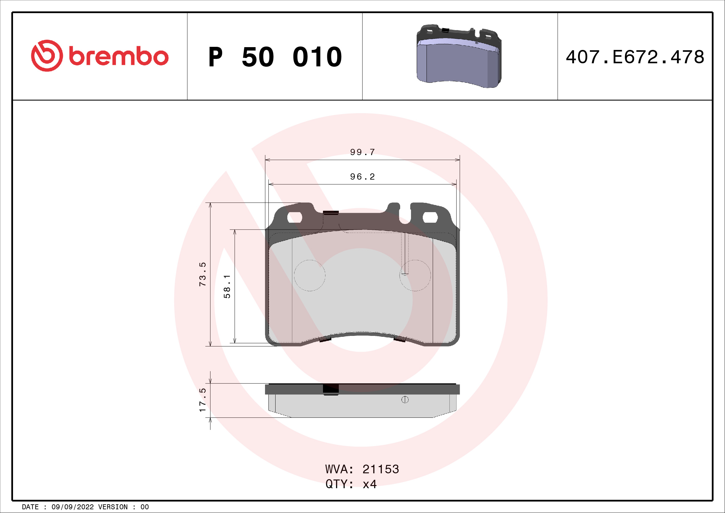 Remblokset Brembo P 50 010