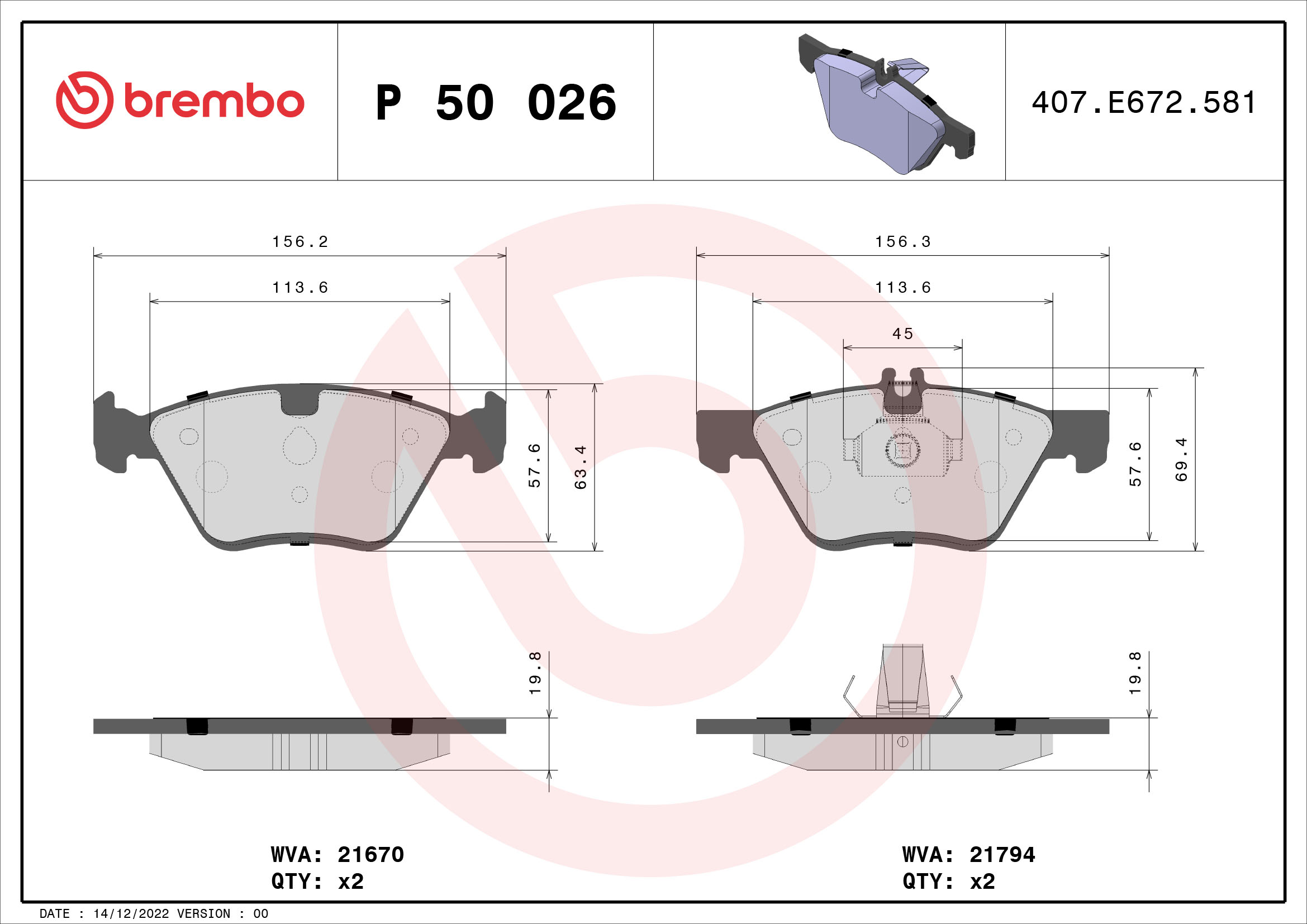 Remblokset Brembo P 50 026