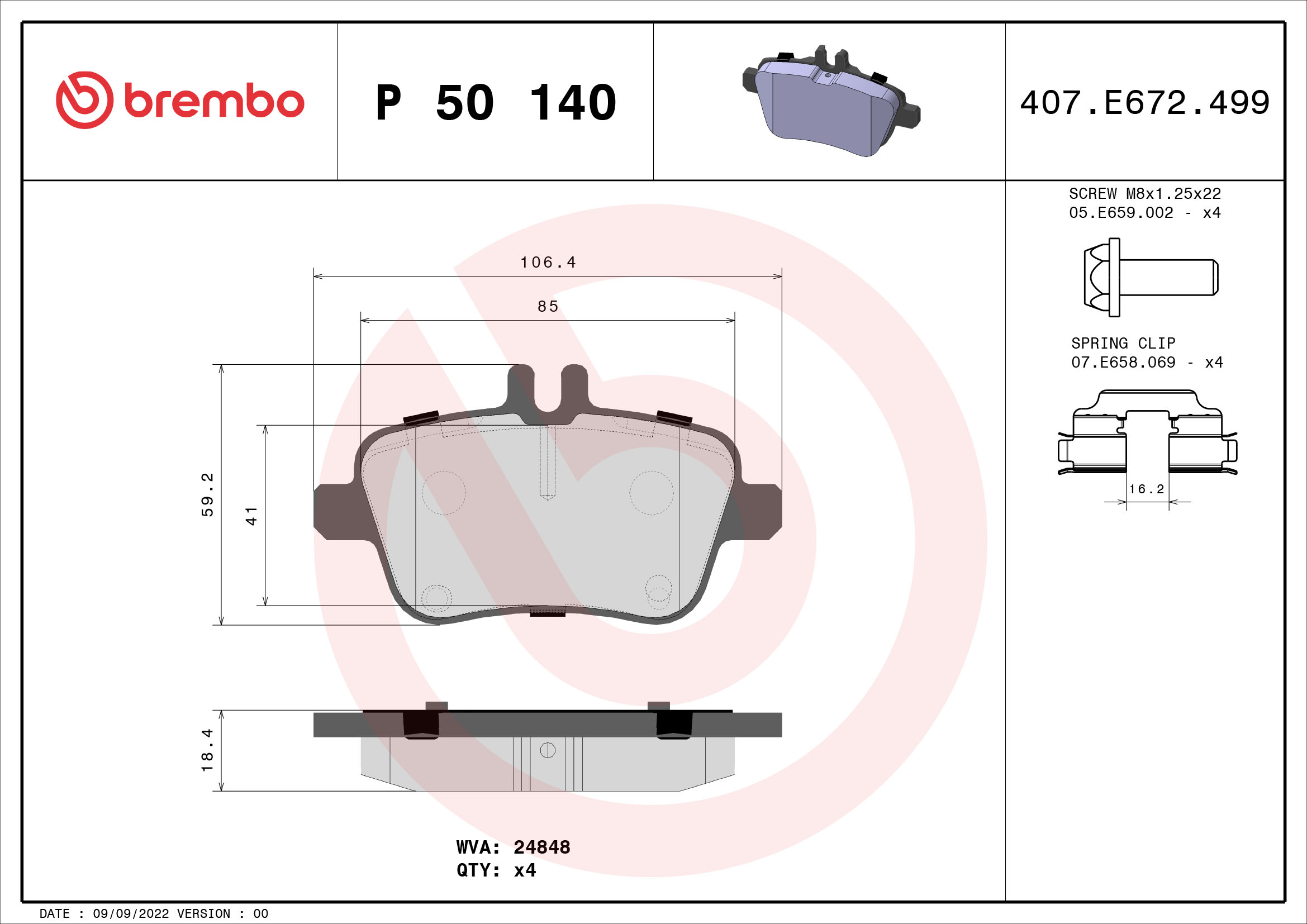 Remblokset Brembo P 50 140