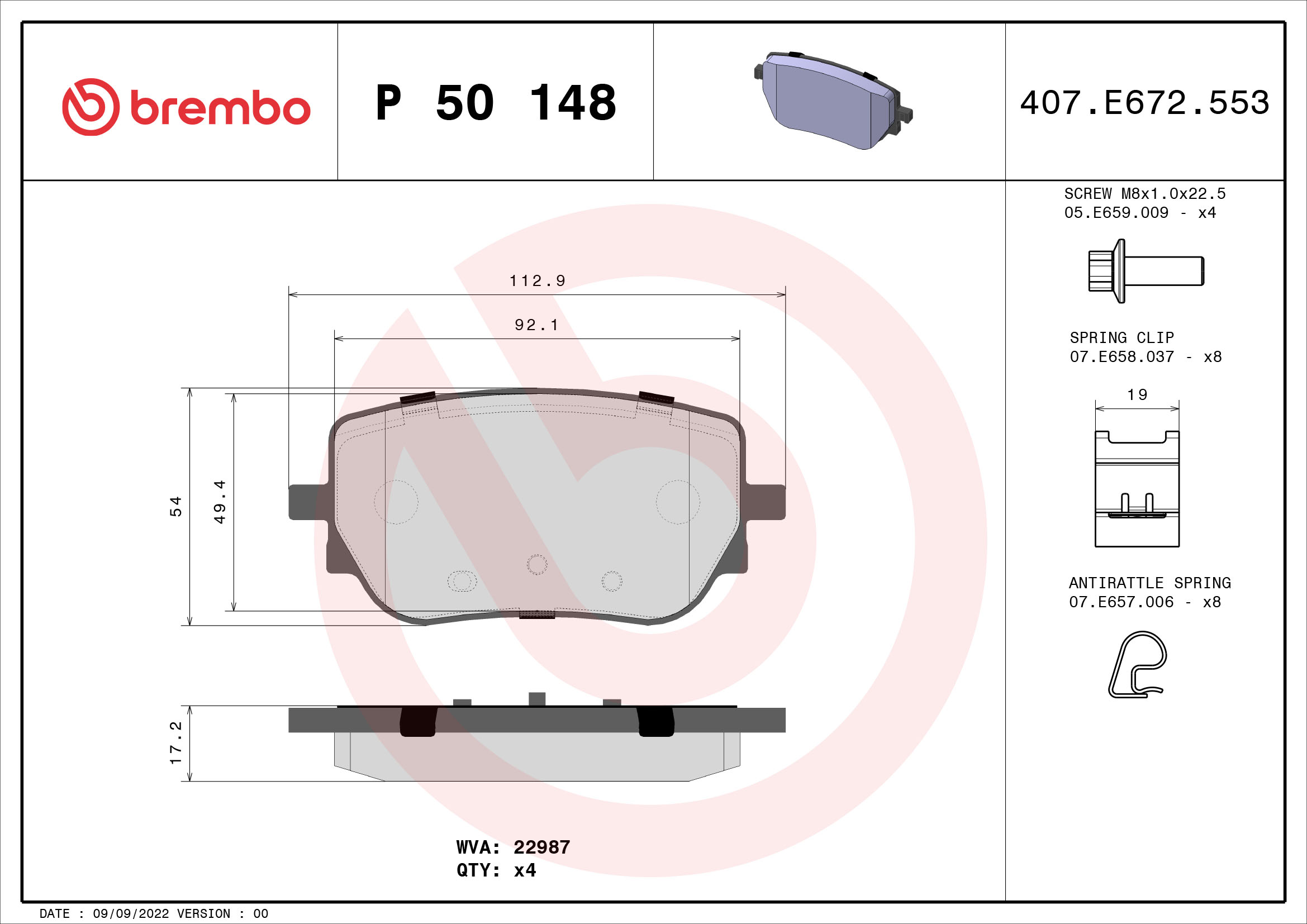 Remblokset Brembo P 50 148